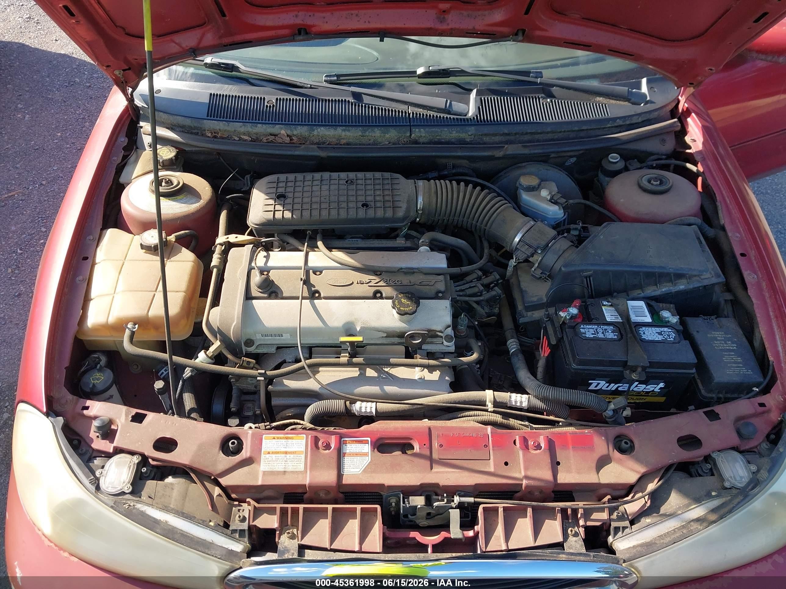 1998 Ford Contour Lx/sport/se Red vin: 1FAFP6632WK237313