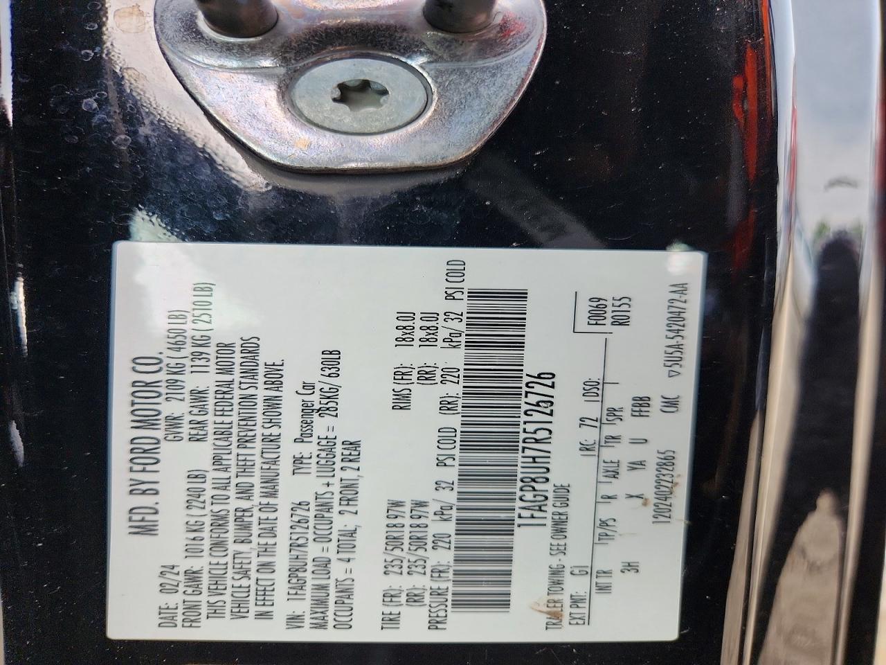 2024 Ford Mustang Black vin: 1FAGP8UH7R5126726