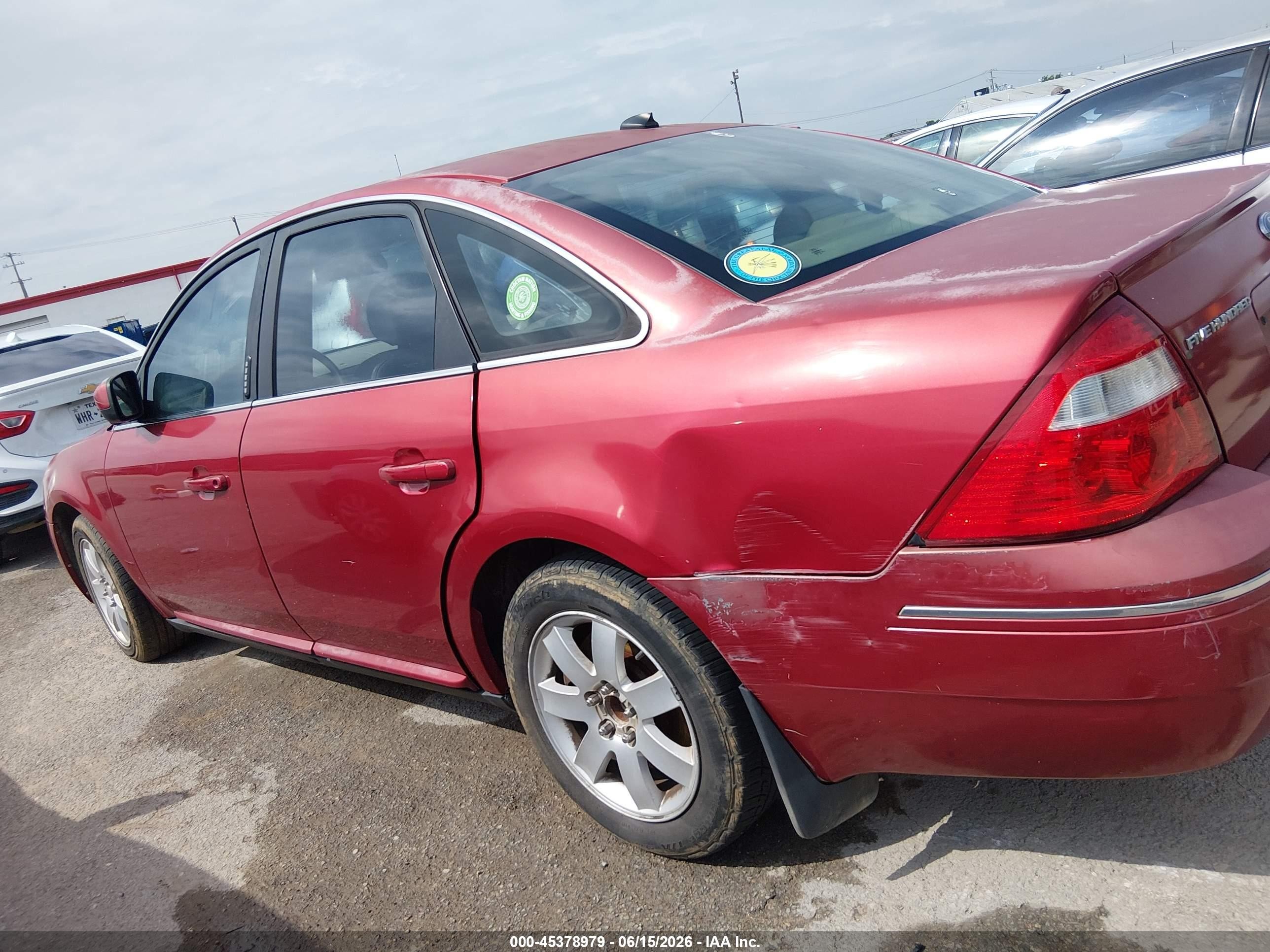 2007 Ford Five Hundred Sel Red vin: 1FAHP24107G124824