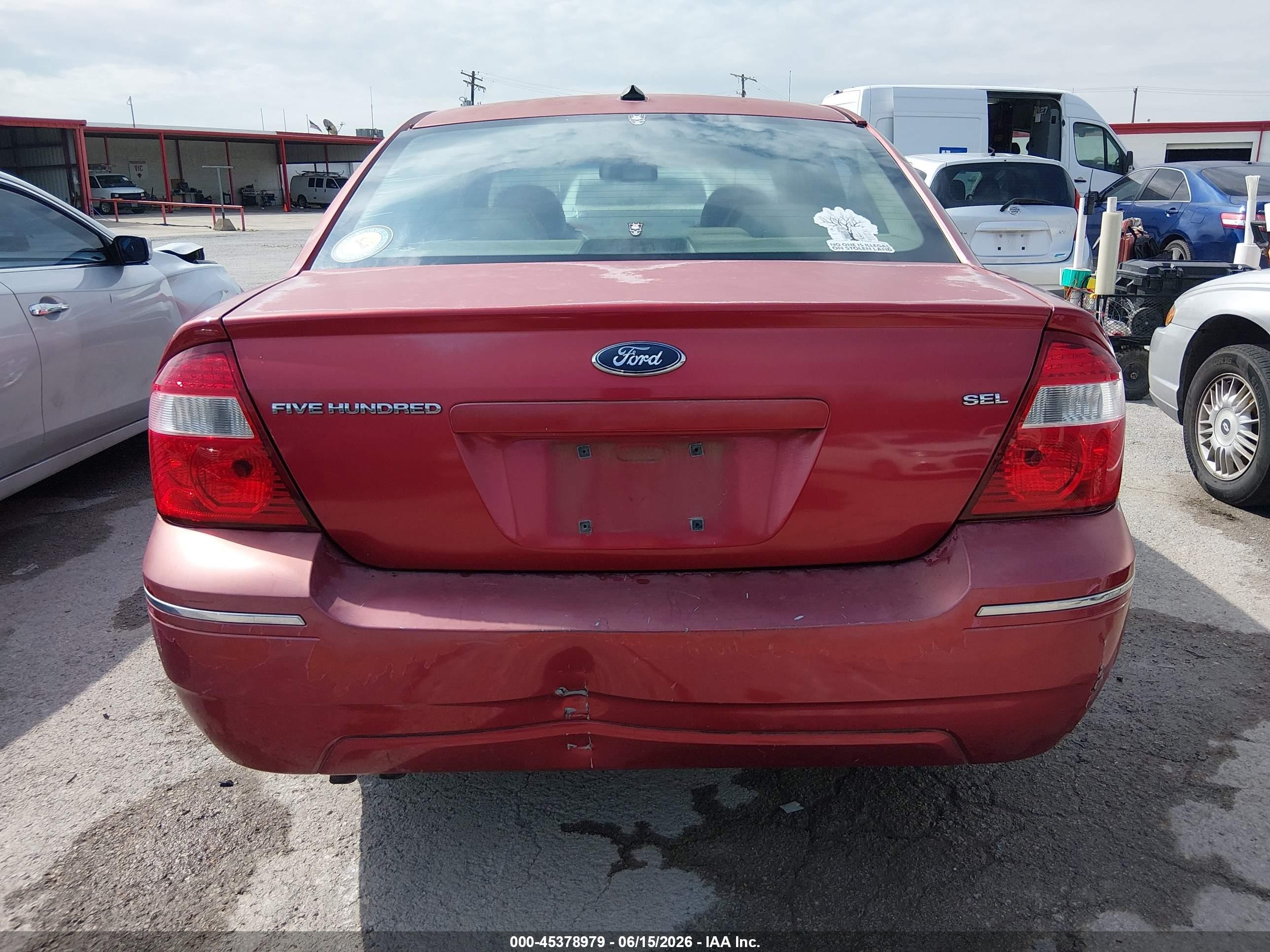 2007 Ford Five Hundred Sel Red vin: 1FAHP24107G124824