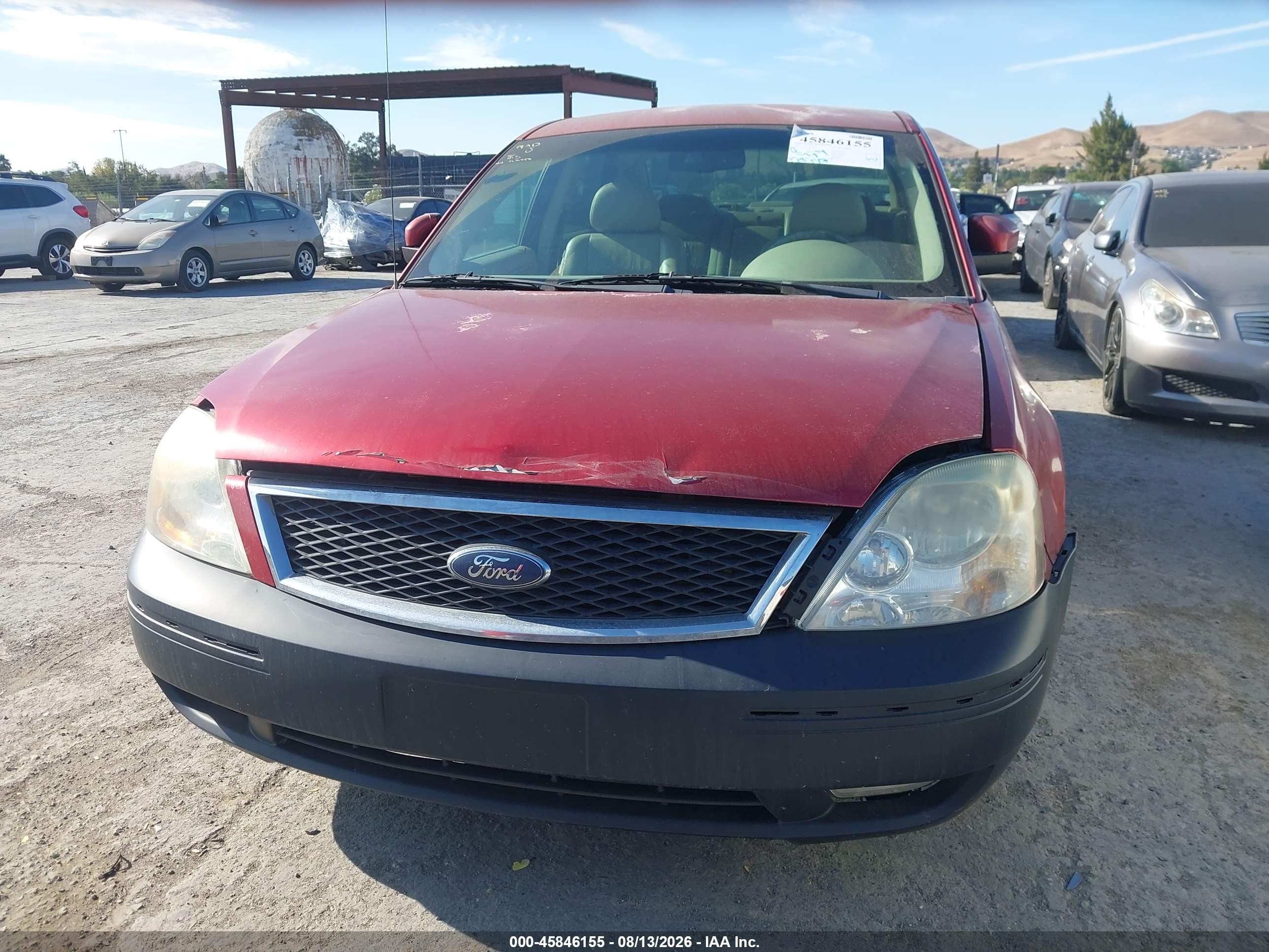 2006 Ford Five Hundred Sel Red vin: 1FAHP24136G172719