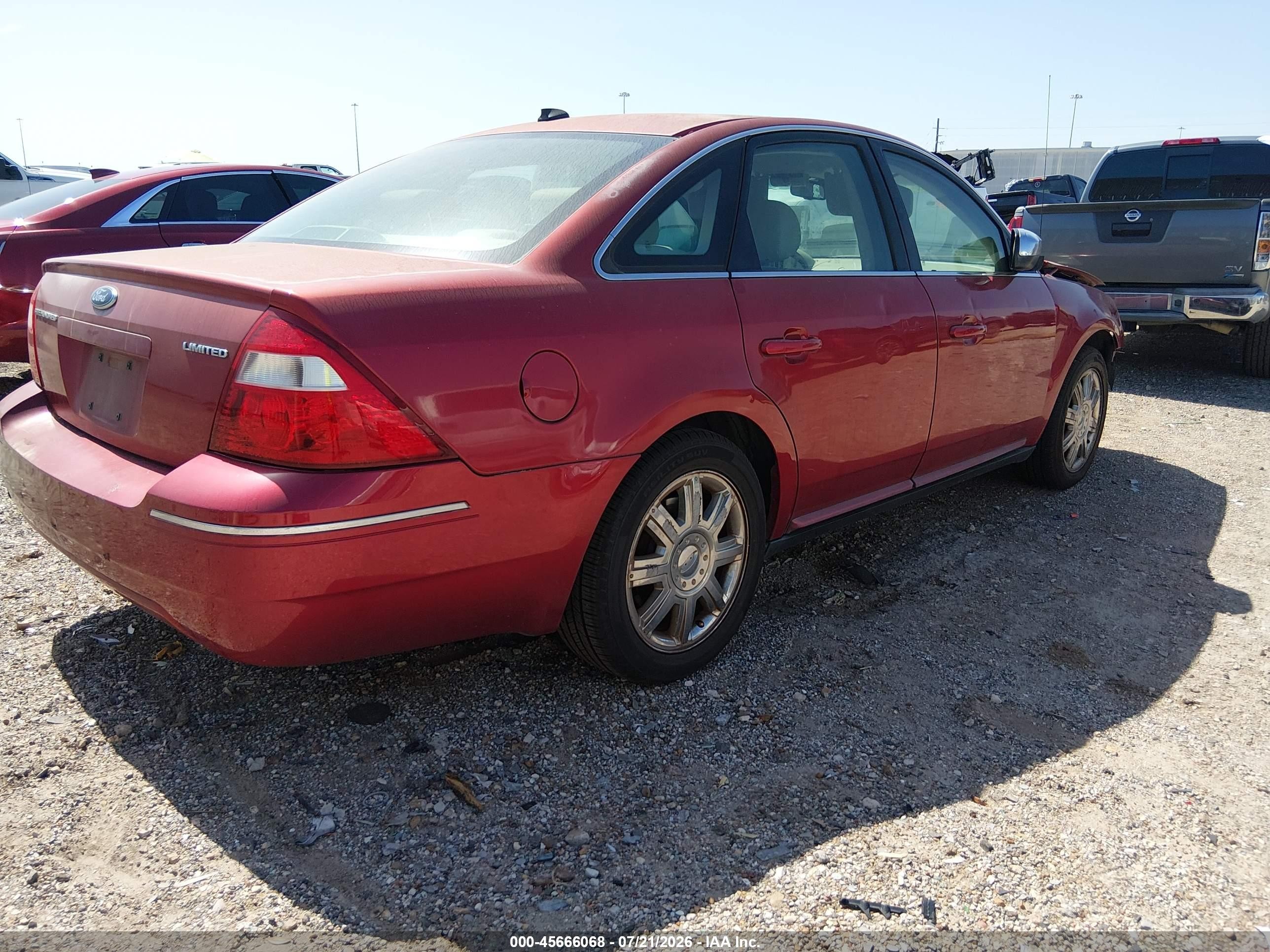 2007 Ford Five Hundred Limited Burgundy vin: 1FAHP25107G151908