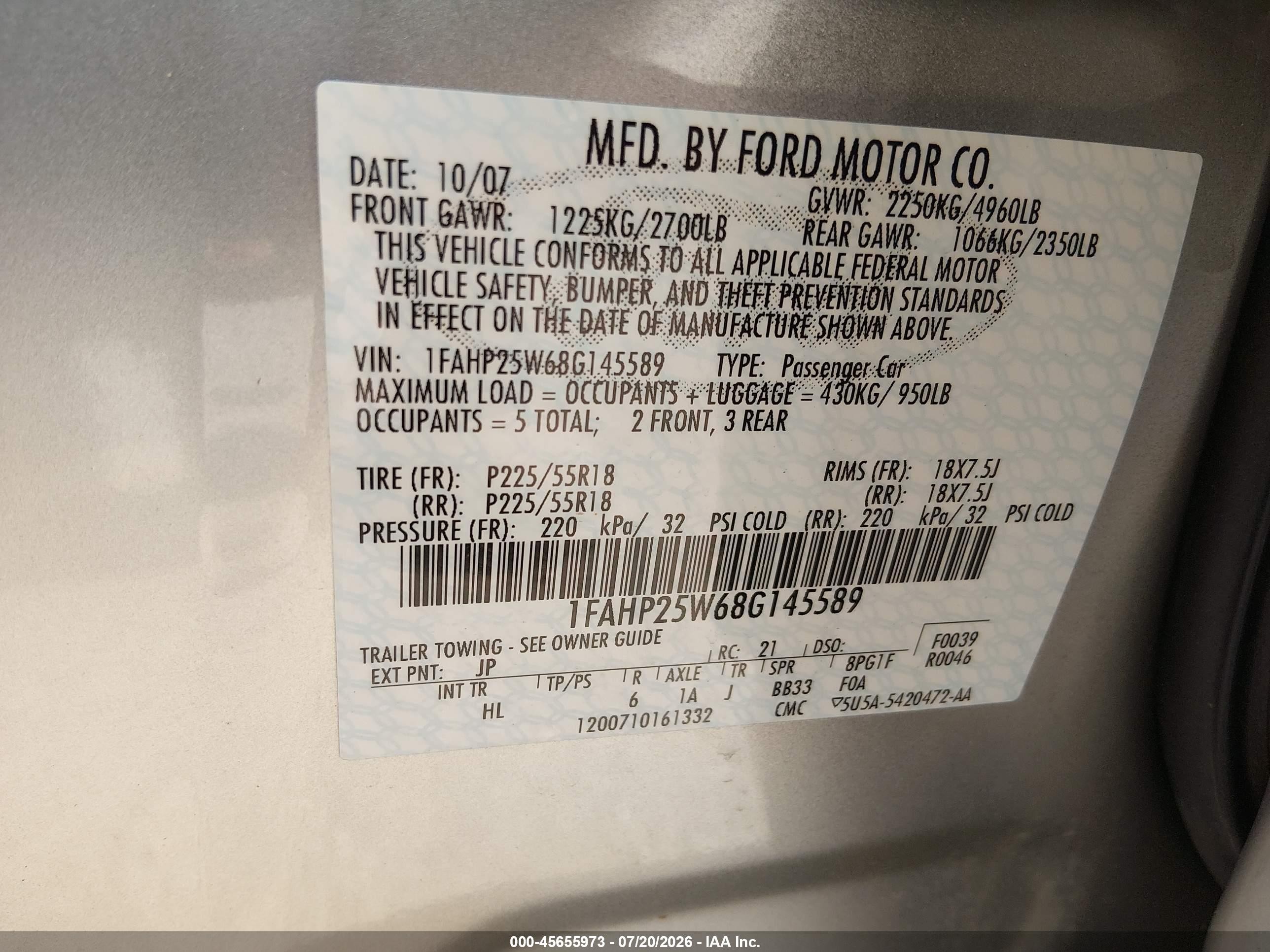 2008 Ford Taurus Limited Silver vin: 1FAHP25W68G145589