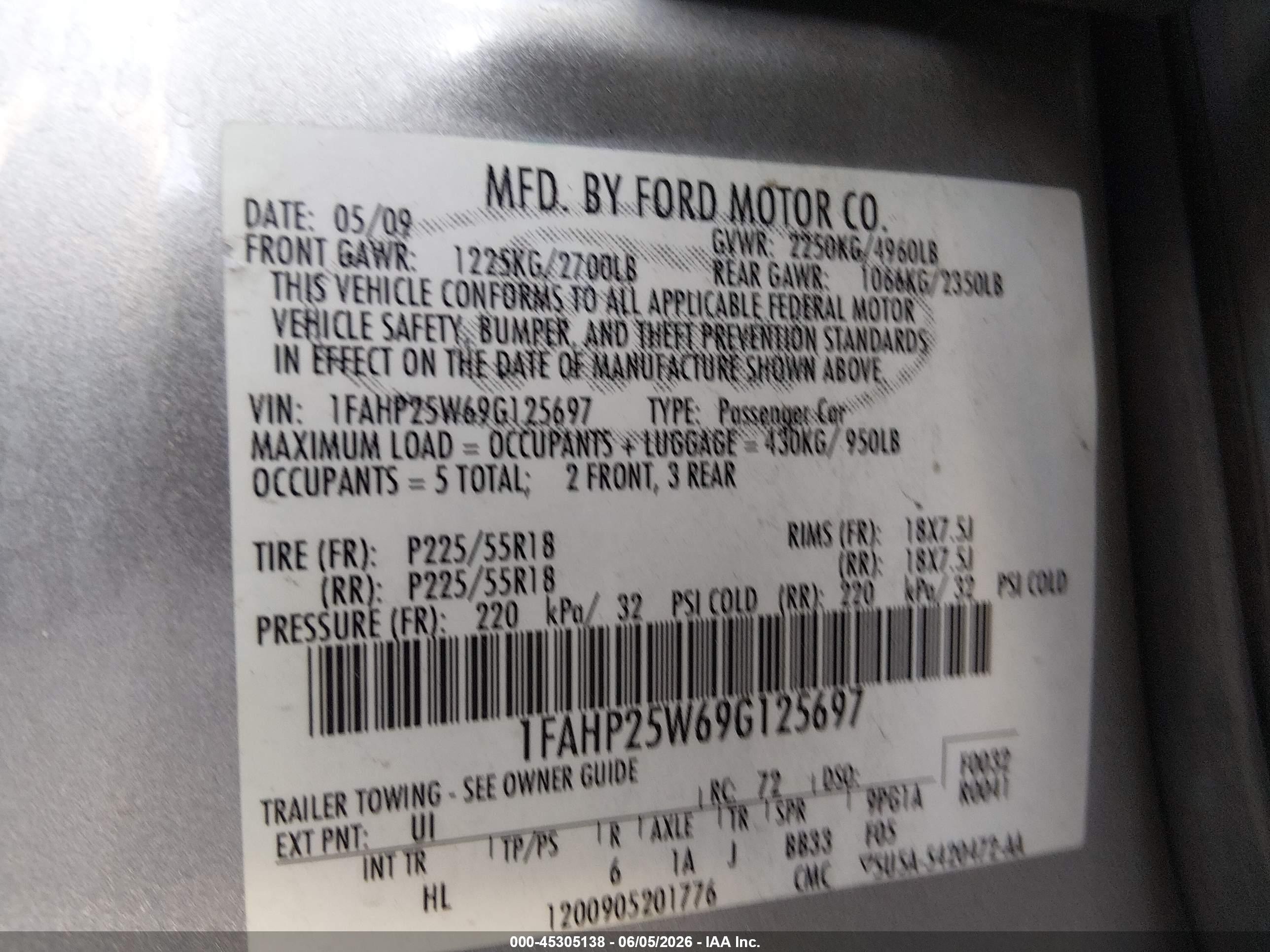 2009 Ford Taurus Limited Silver vin: 1FAHP25W69G125697