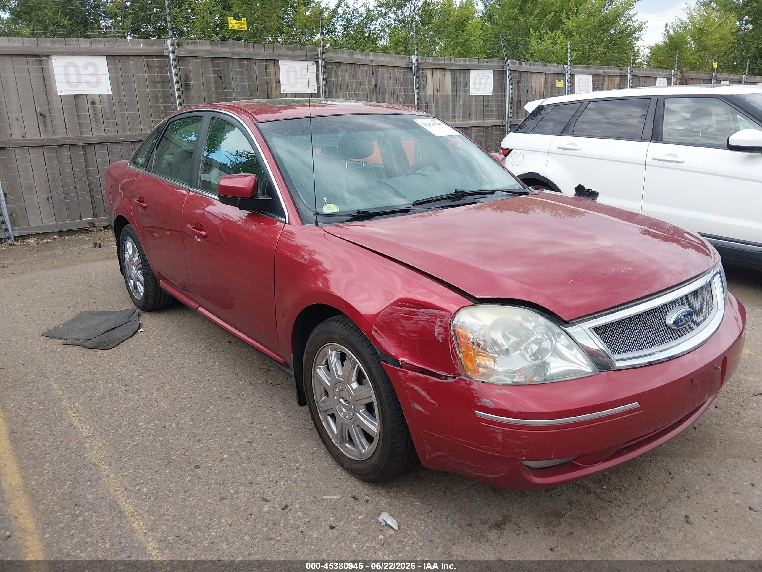 2007 Ford Five Hundred Sel Red vin: 1FAHP27147G104233