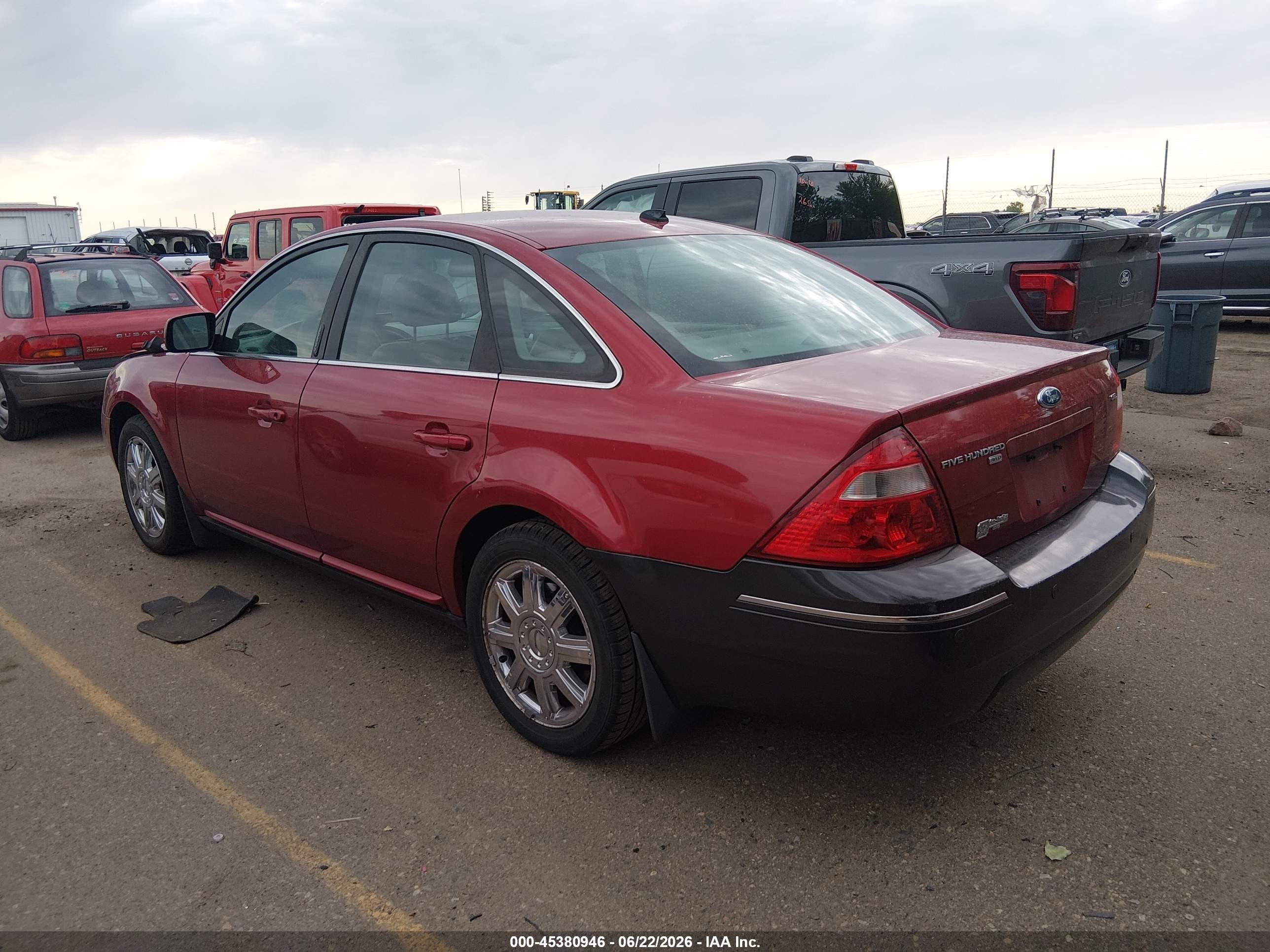 2007 Ford Five Hundred Sel Red vin: 1FAHP27147G104233