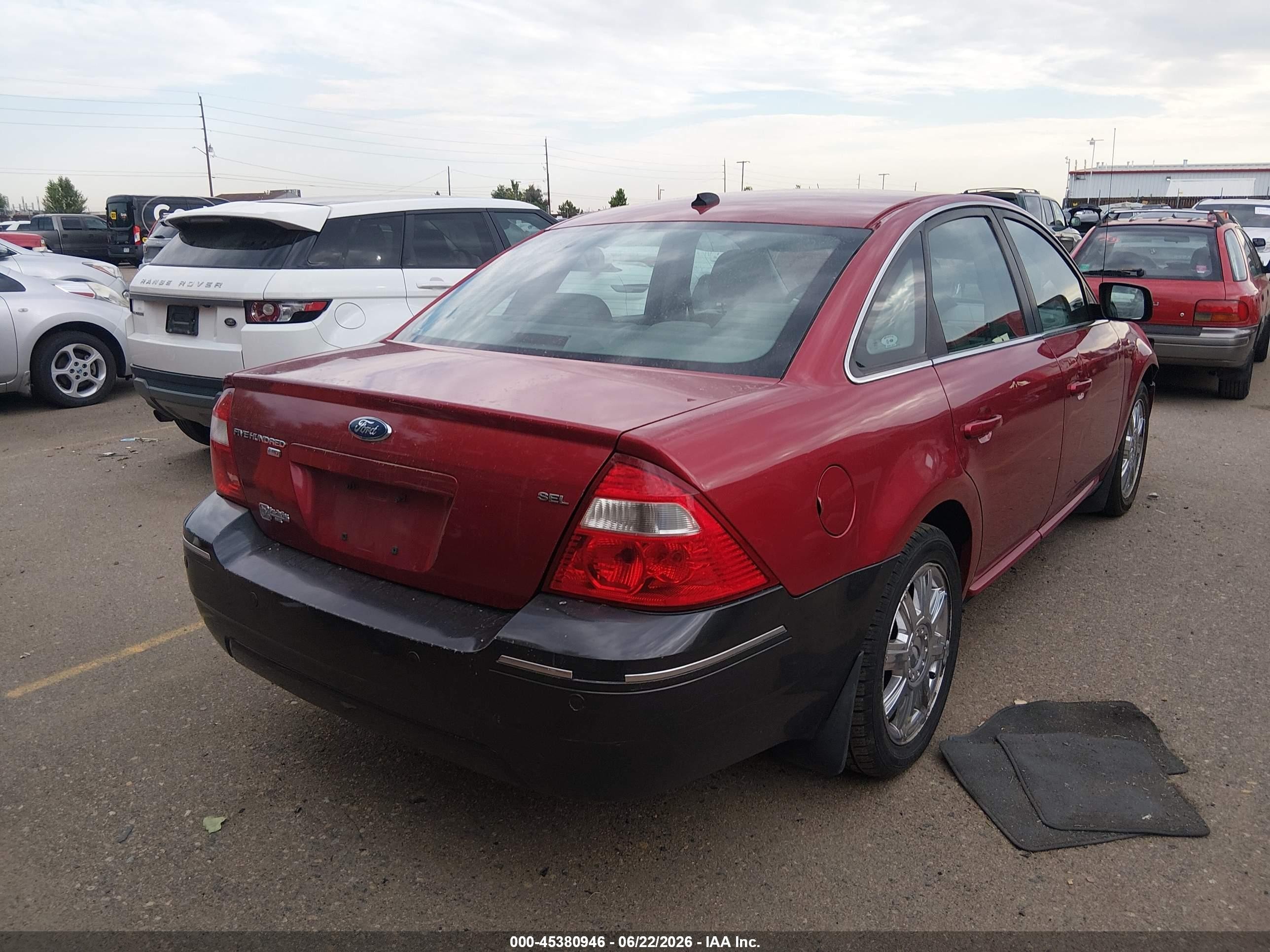 2007 Ford Five Hundred Sel Red vin: 1FAHP27147G104233