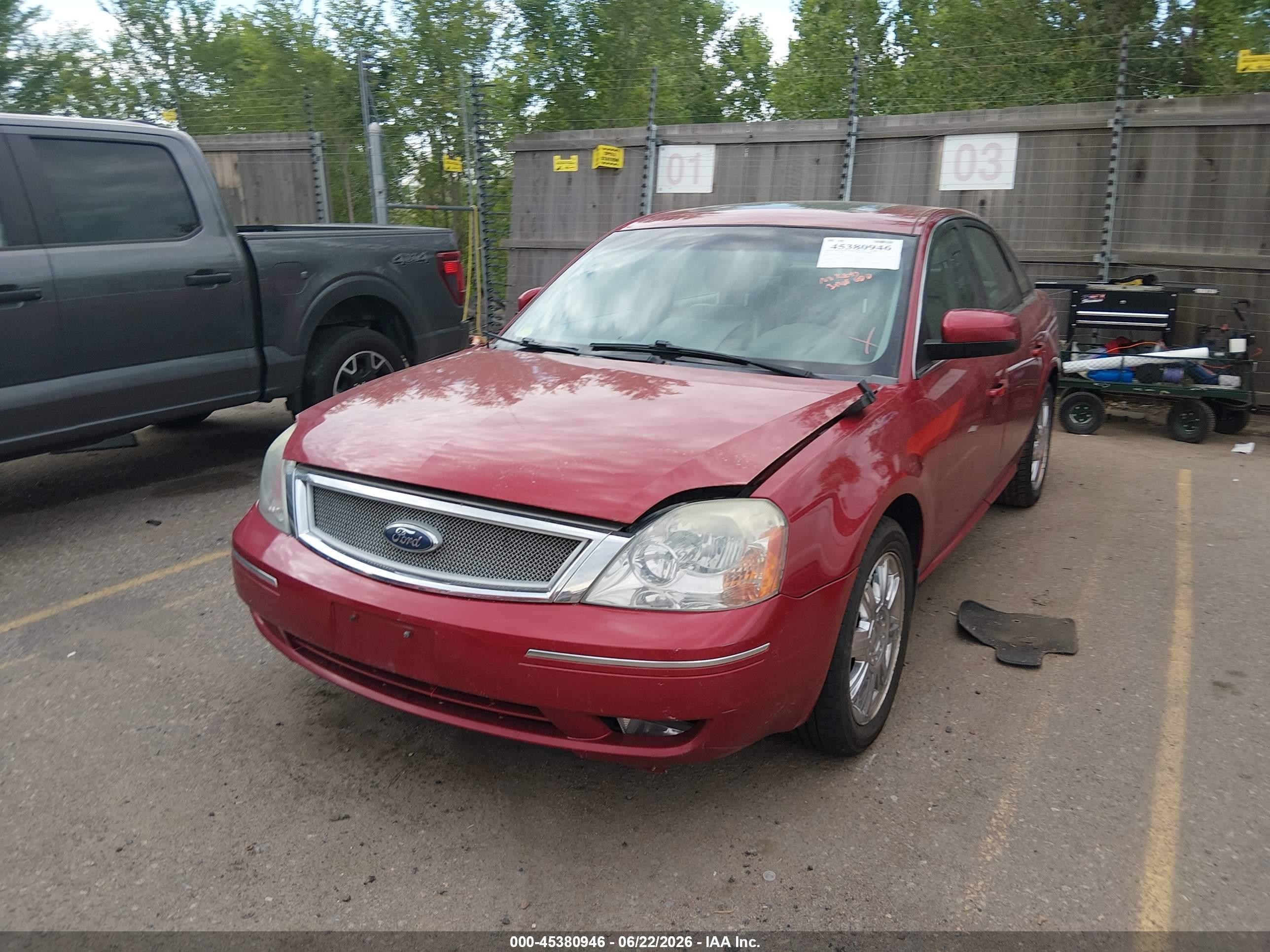 2007 Ford Five Hundred Sel Red vin: 1FAHP27147G104233