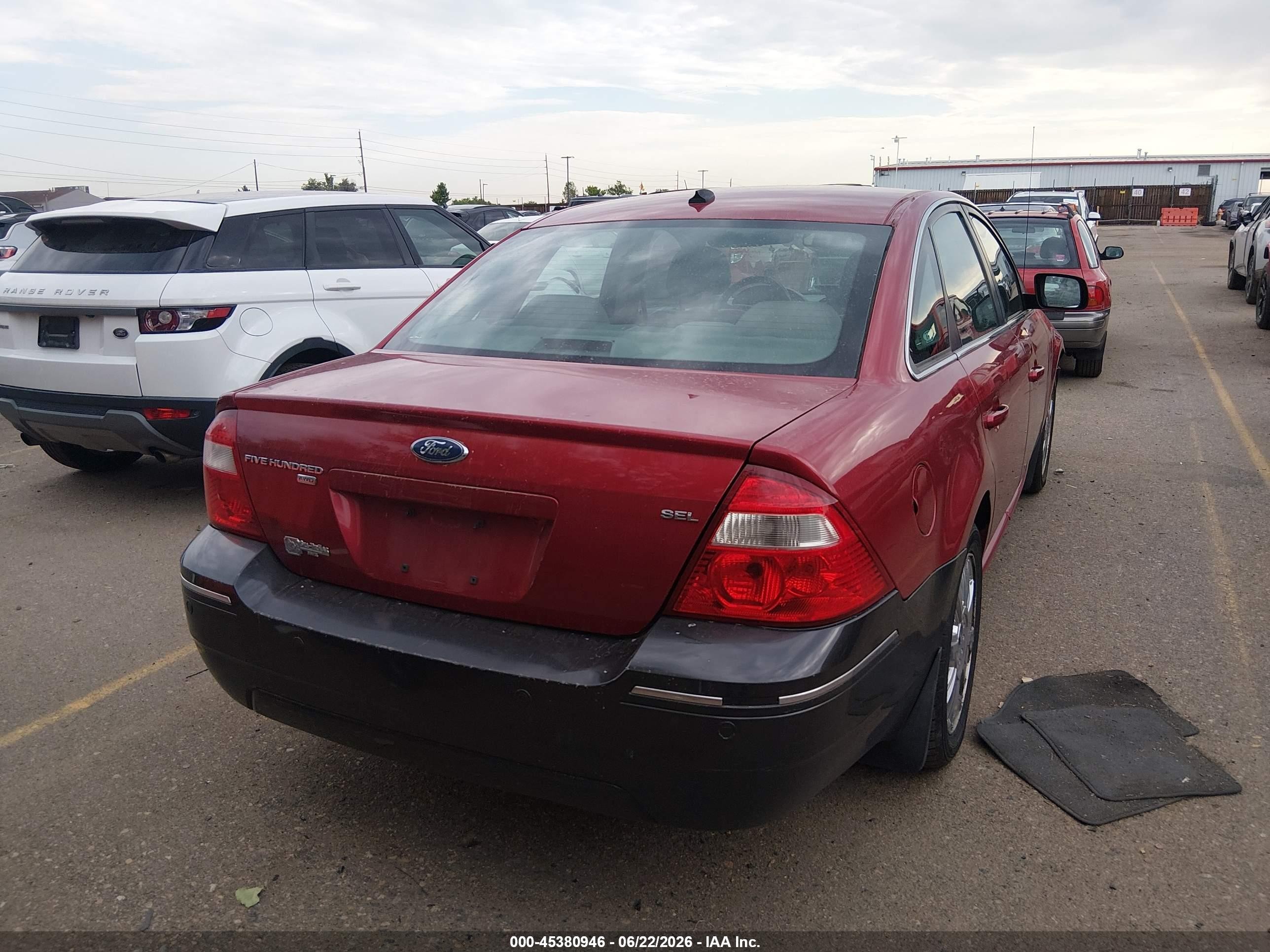 2007 Ford Five Hundred Sel Red vin: 1FAHP27147G104233
