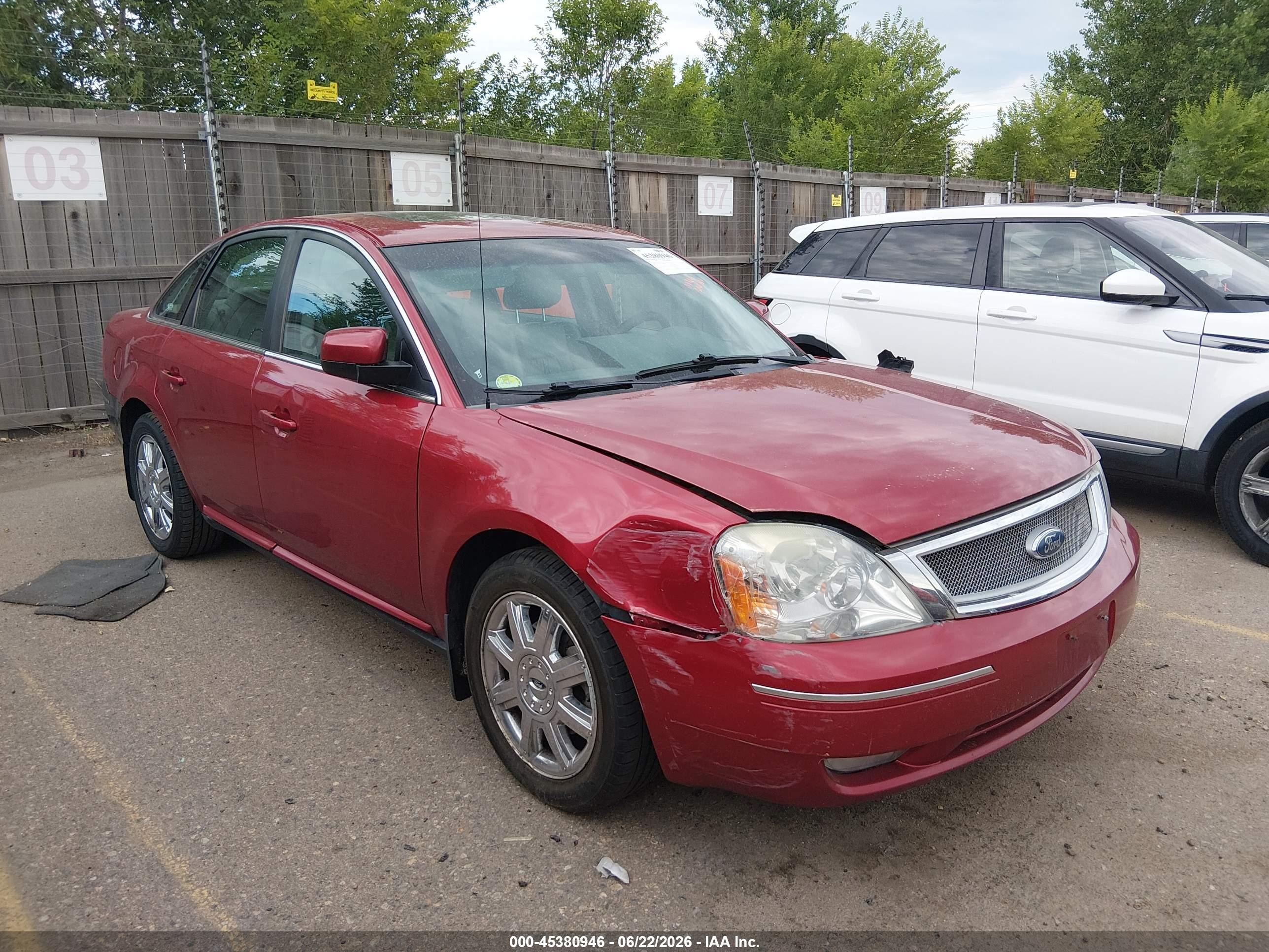2007 Ford Five Hundred Sel Red vin: 1FAHP27147G104233
