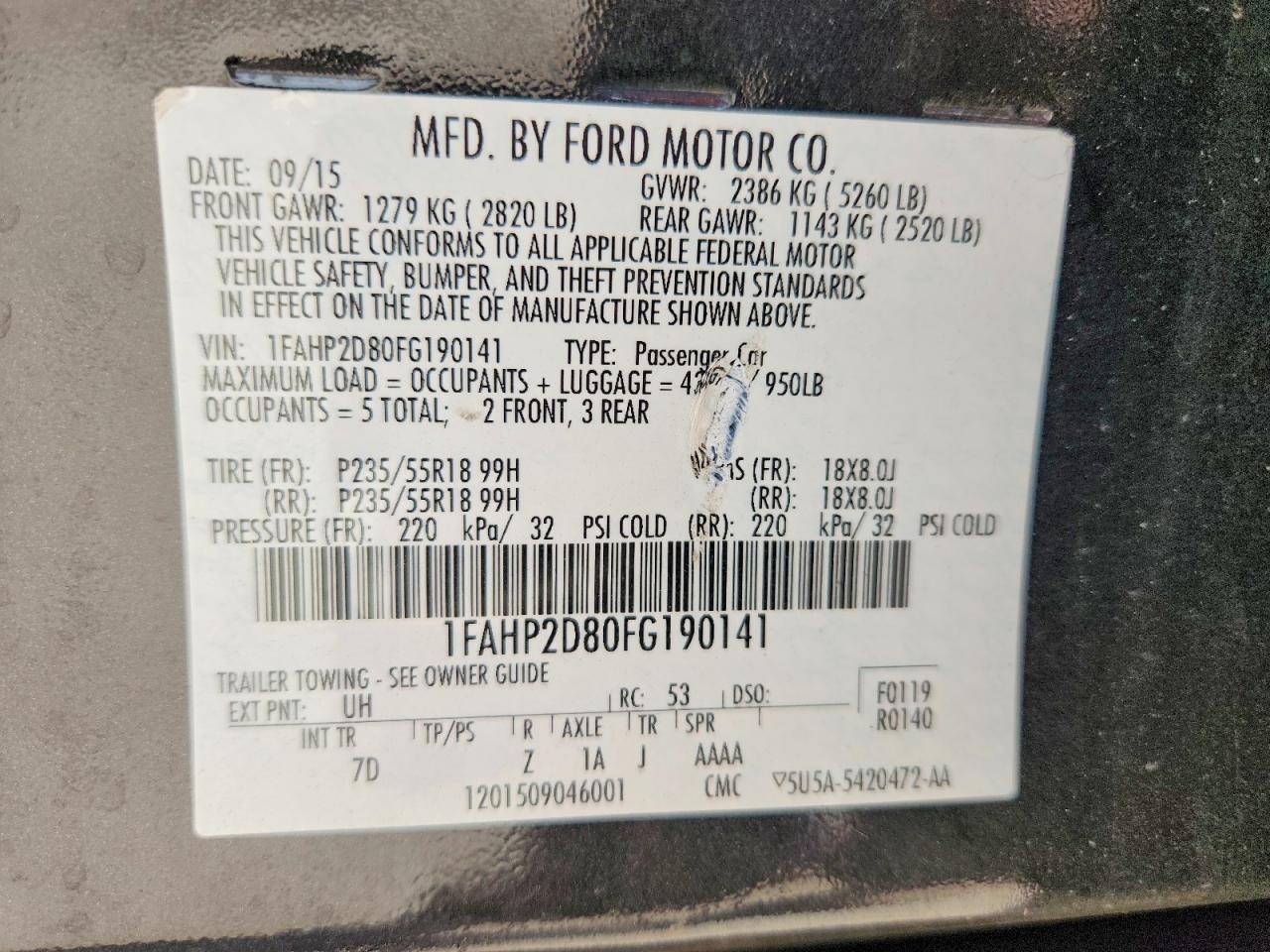 2015 Ford Taurus Se Black vin: 1FAHP2D80FG190141