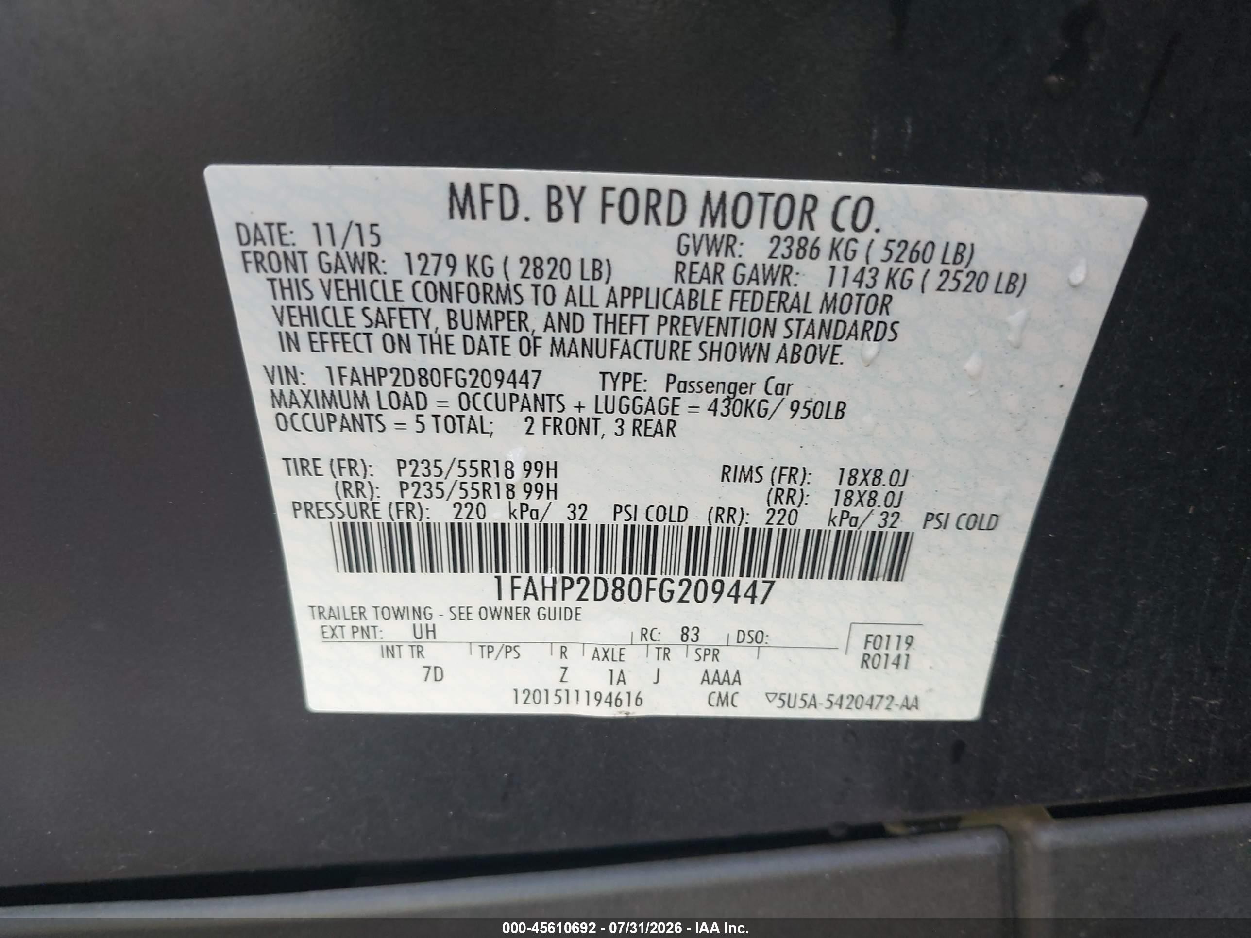 2015 Ford Taurus Se Black vin: 1FAHP2D80FG209447