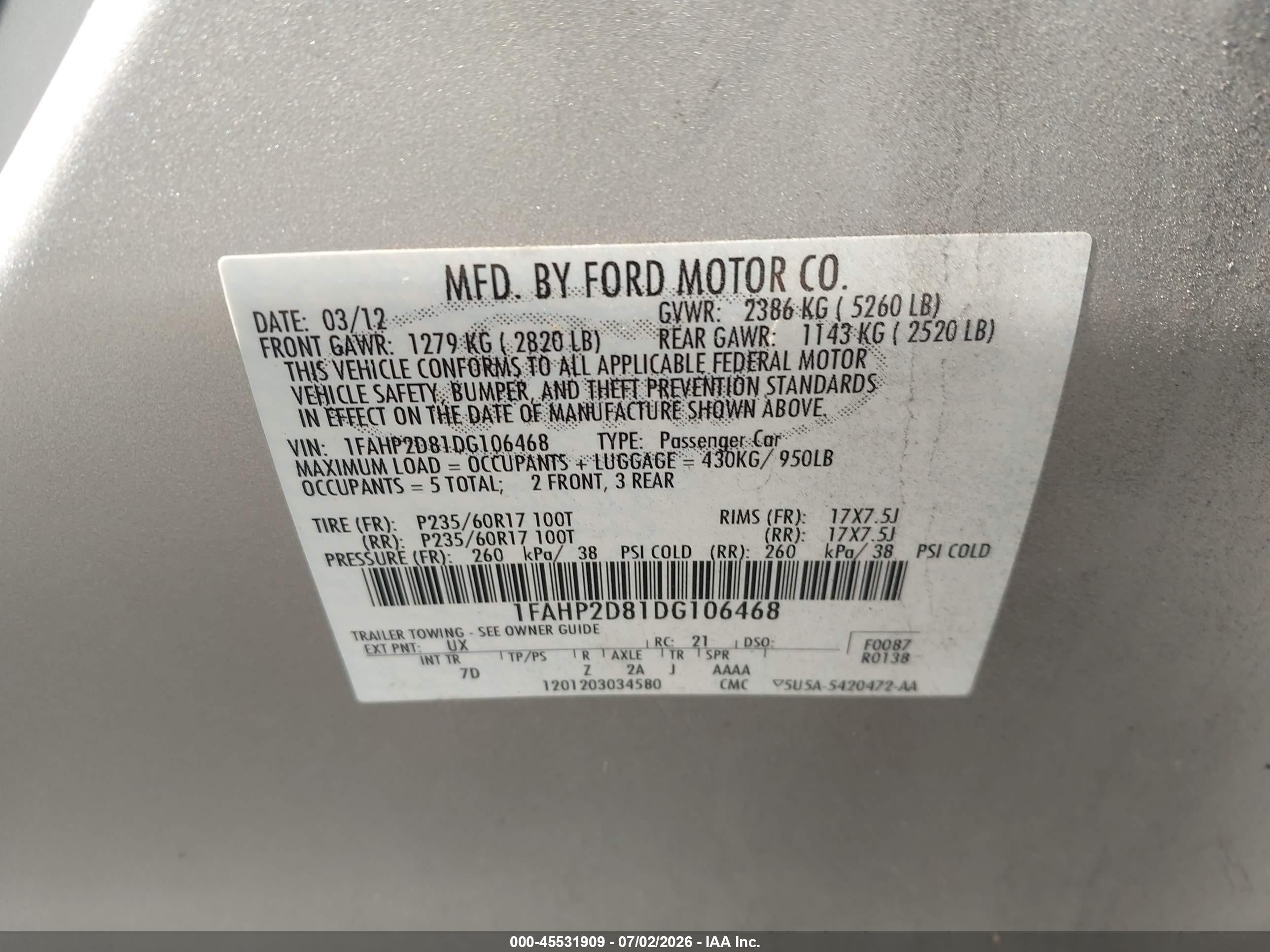 2013 Ford Taurus Se Silver vin: 1FAHP2D81DG106468