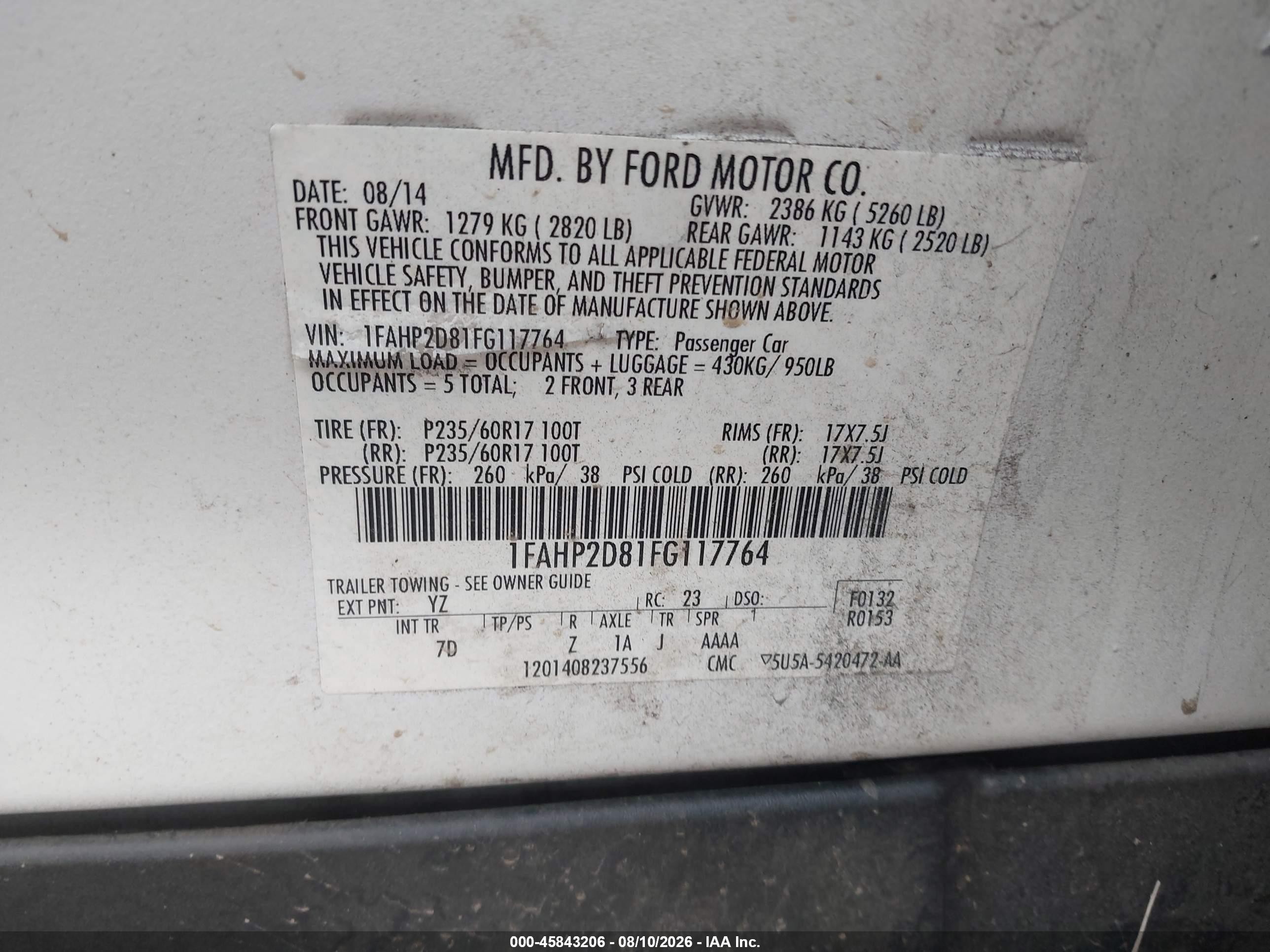 2015 Ford Taurus Se White vin: 1FAHP2D81FG117764