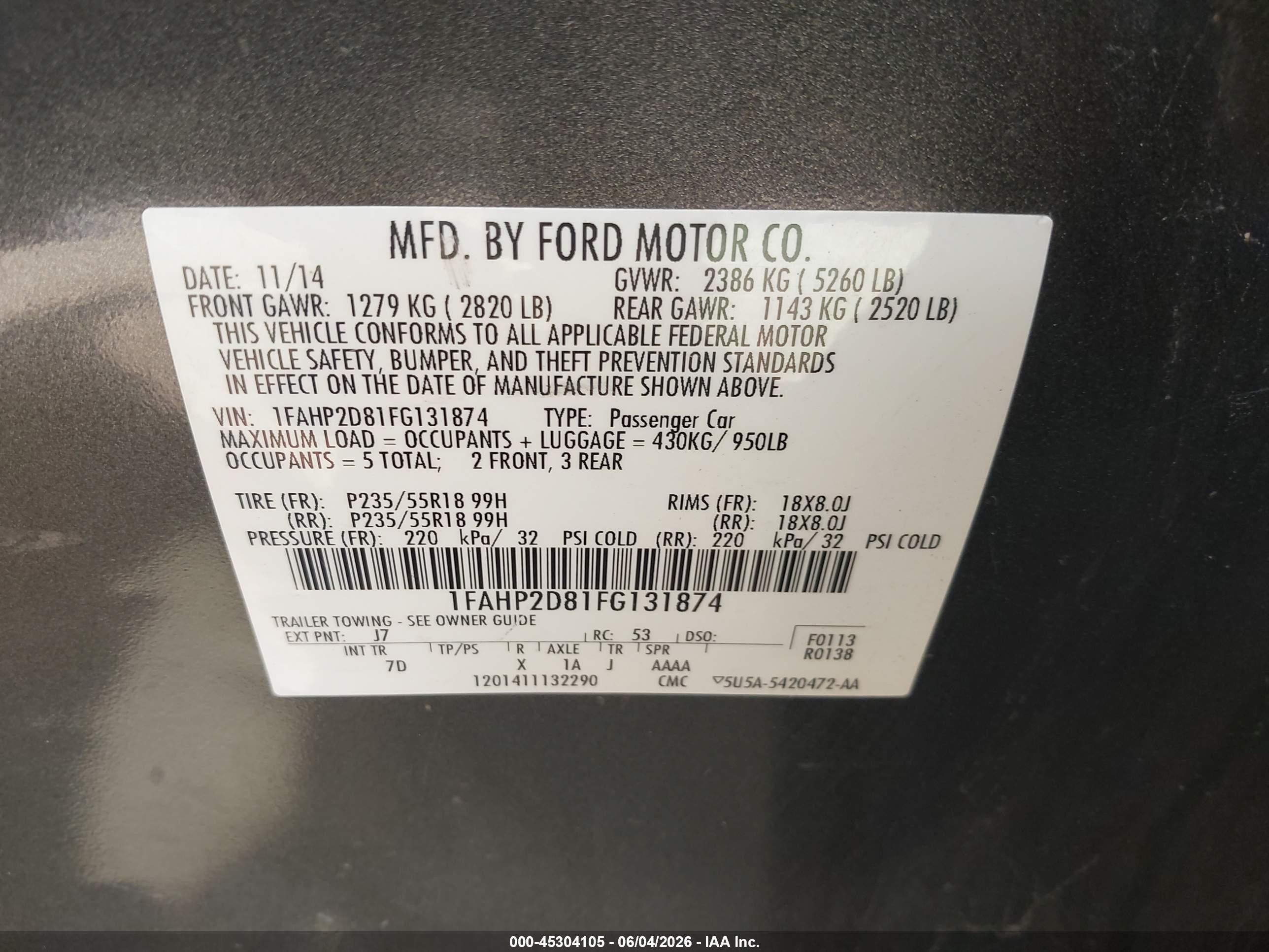 2015 Ford Taurus Se Gray vin: 1FAHP2D81FG131874