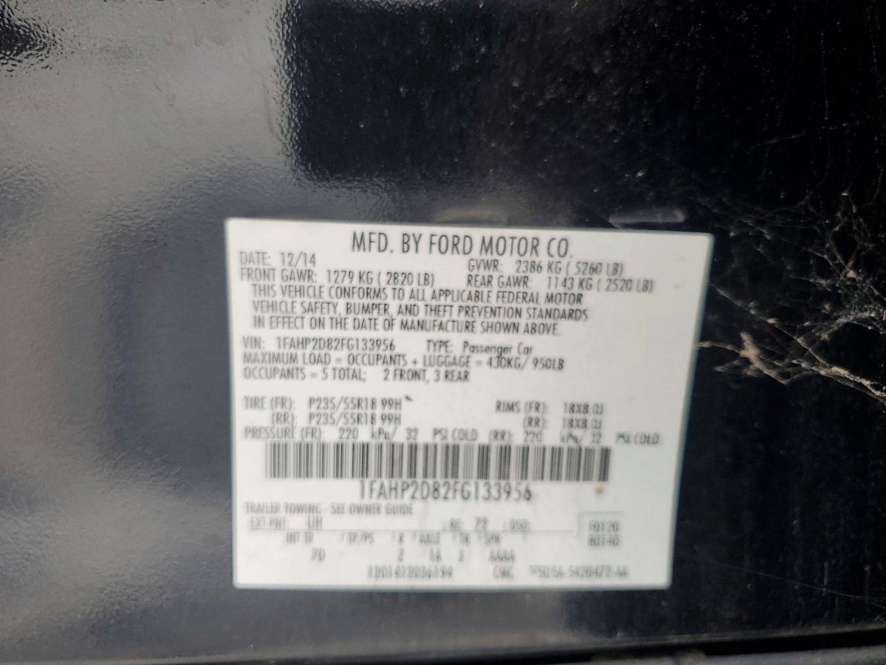 2015 Ford Taurus Se Black vin: 1FAHP2D82FG133956