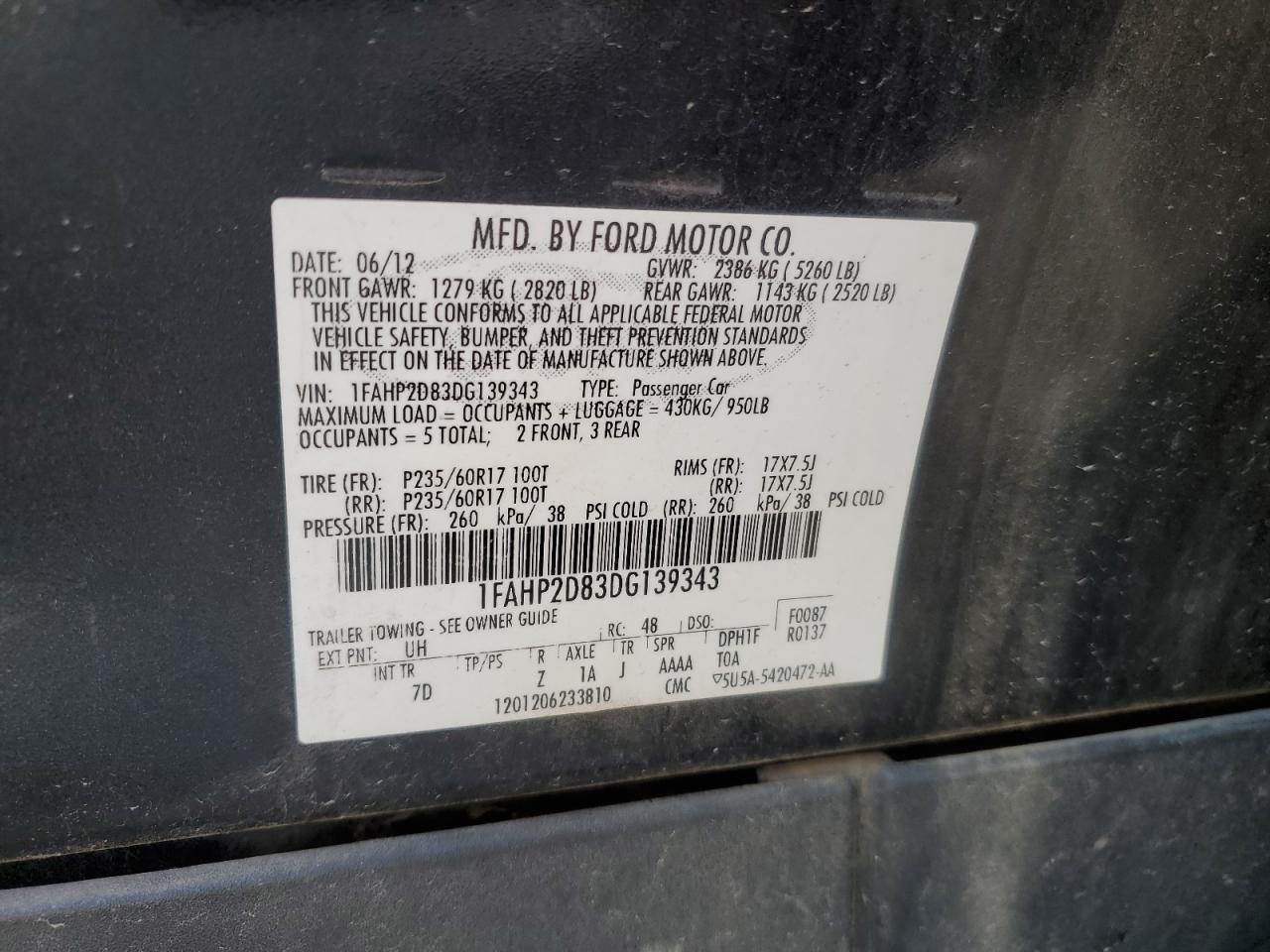 2013 Ford Taurus Se Черный vin: 1FAHP2D83DG139343