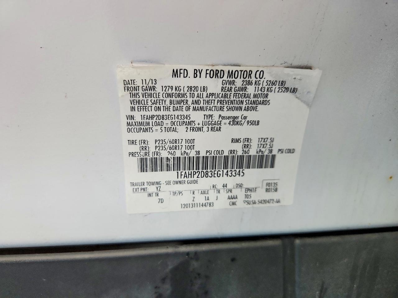 2014 Ford Taurus Se White vin: 1FAHP2D83EG143345