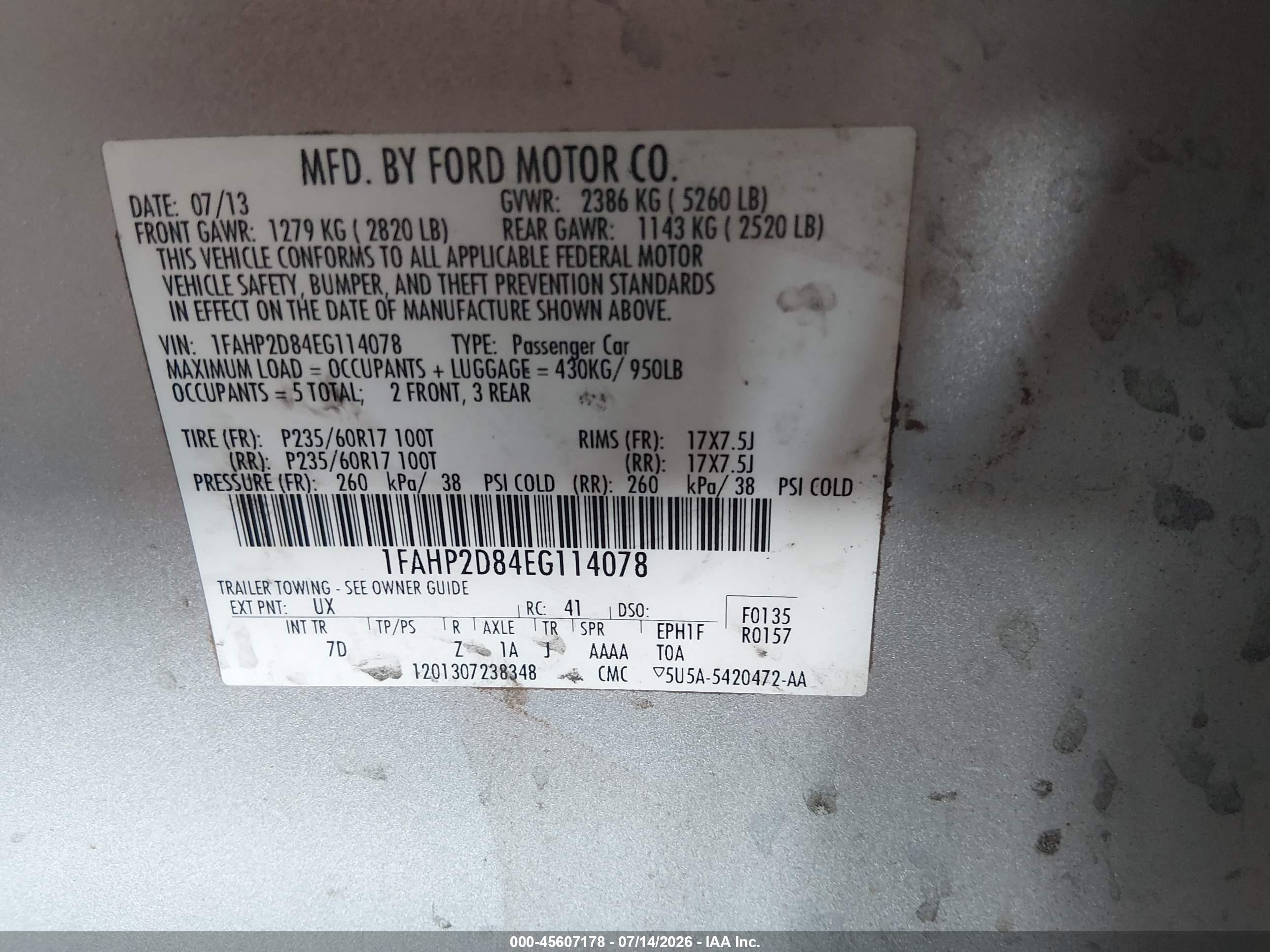 2014 Ford Taurus Se Silver vin: 1FAHP2D84EG114078