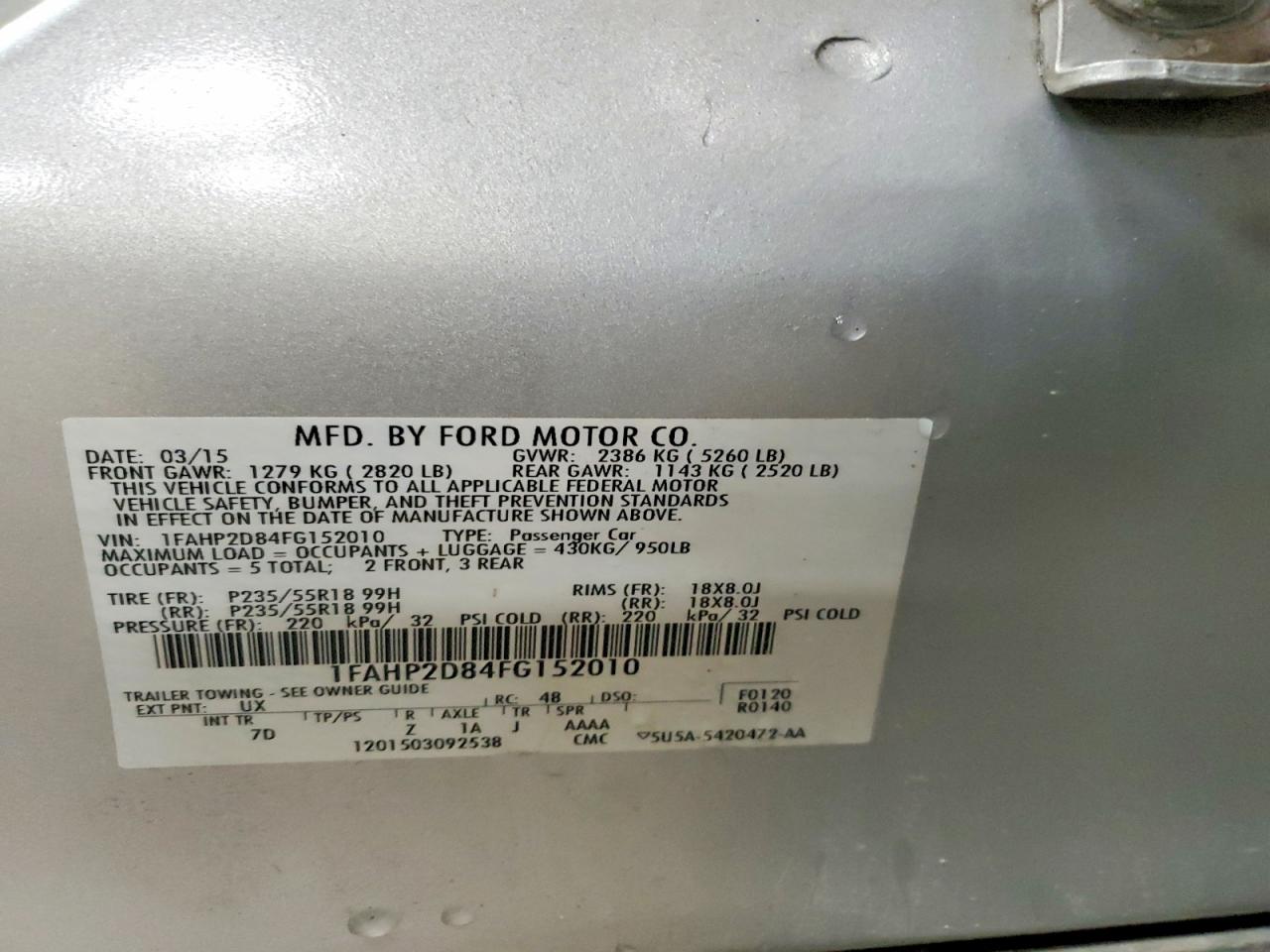 2015 Ford Taurus Se Silver vin: 1FAHP2D84FG152010