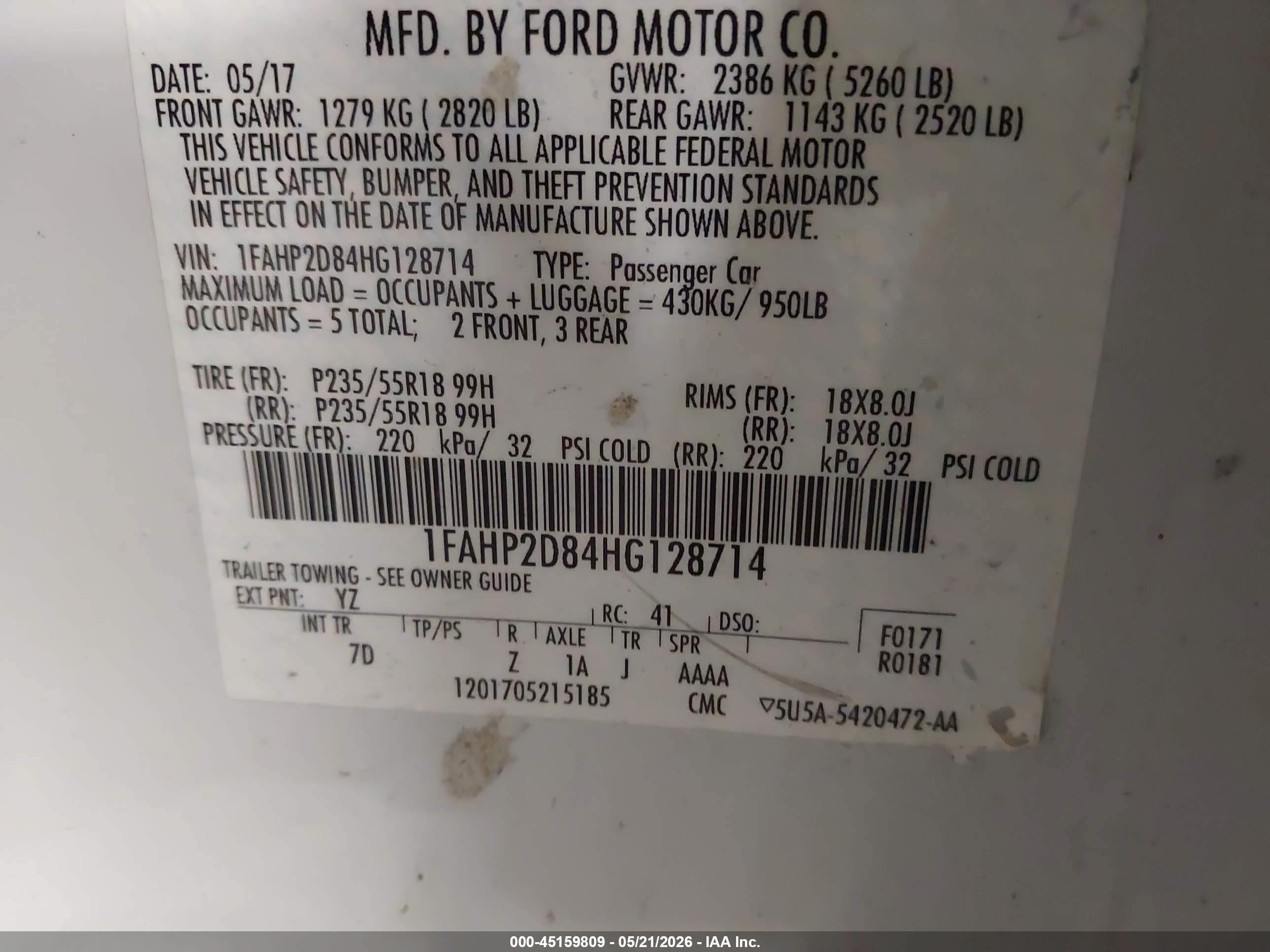 2017 Ford Taurus Se Белый vin: 1FAHP2D84HG128714