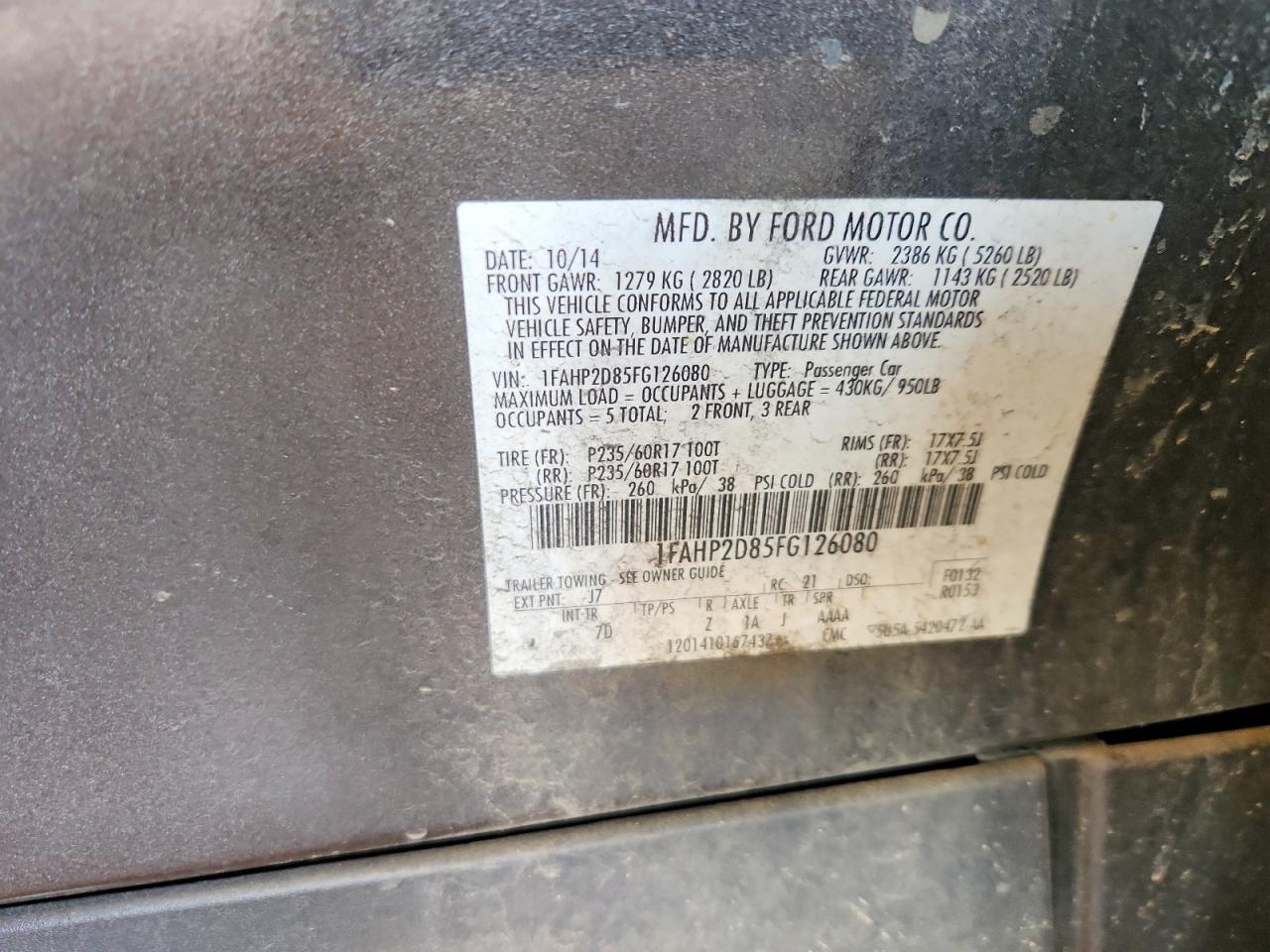 2015 Ford Taurus Se Gray vin: 1FAHP2D85FG126080