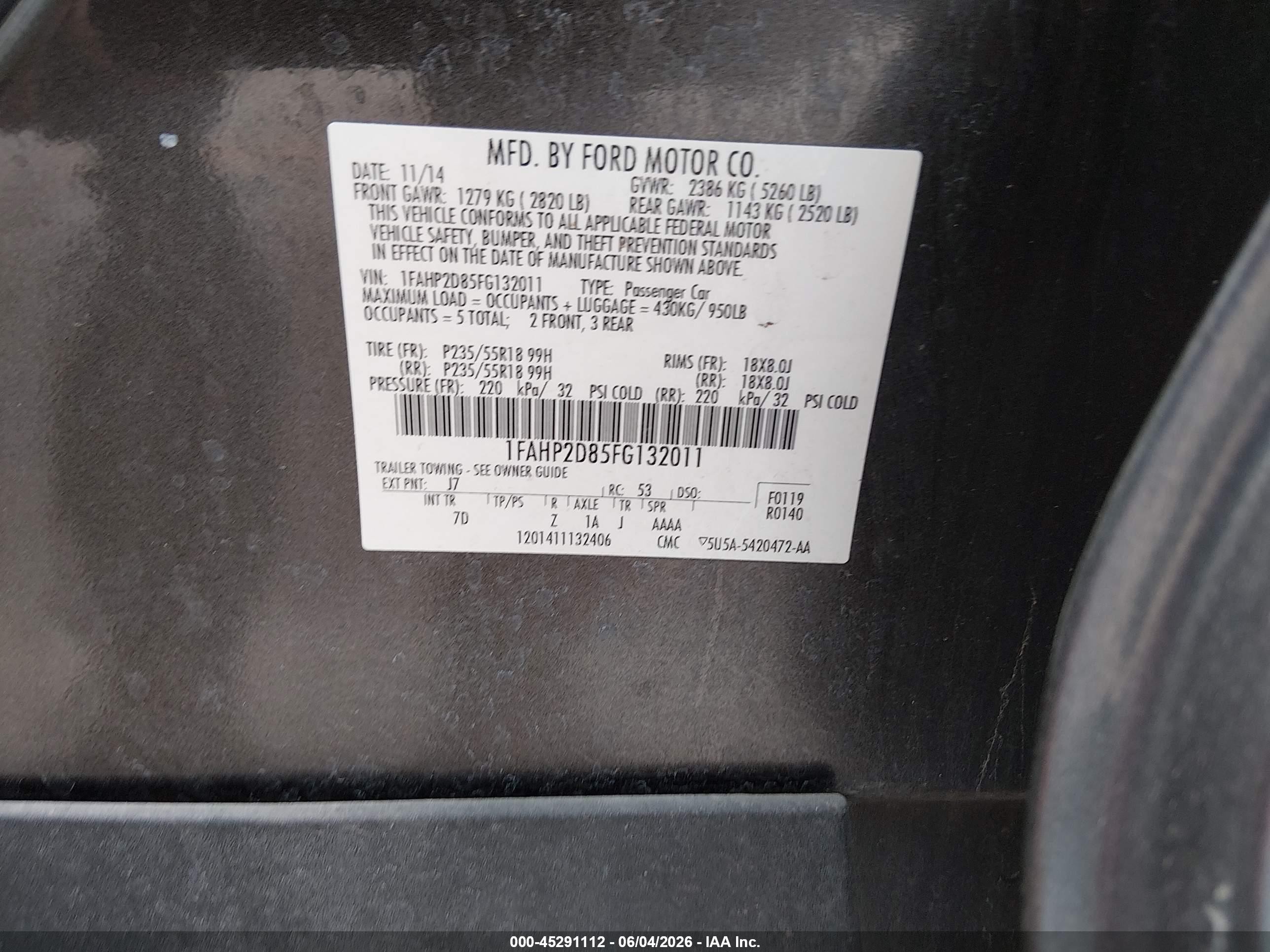 2015 Ford Taurus Se Gray vin: 1FAHP2D85FG132011