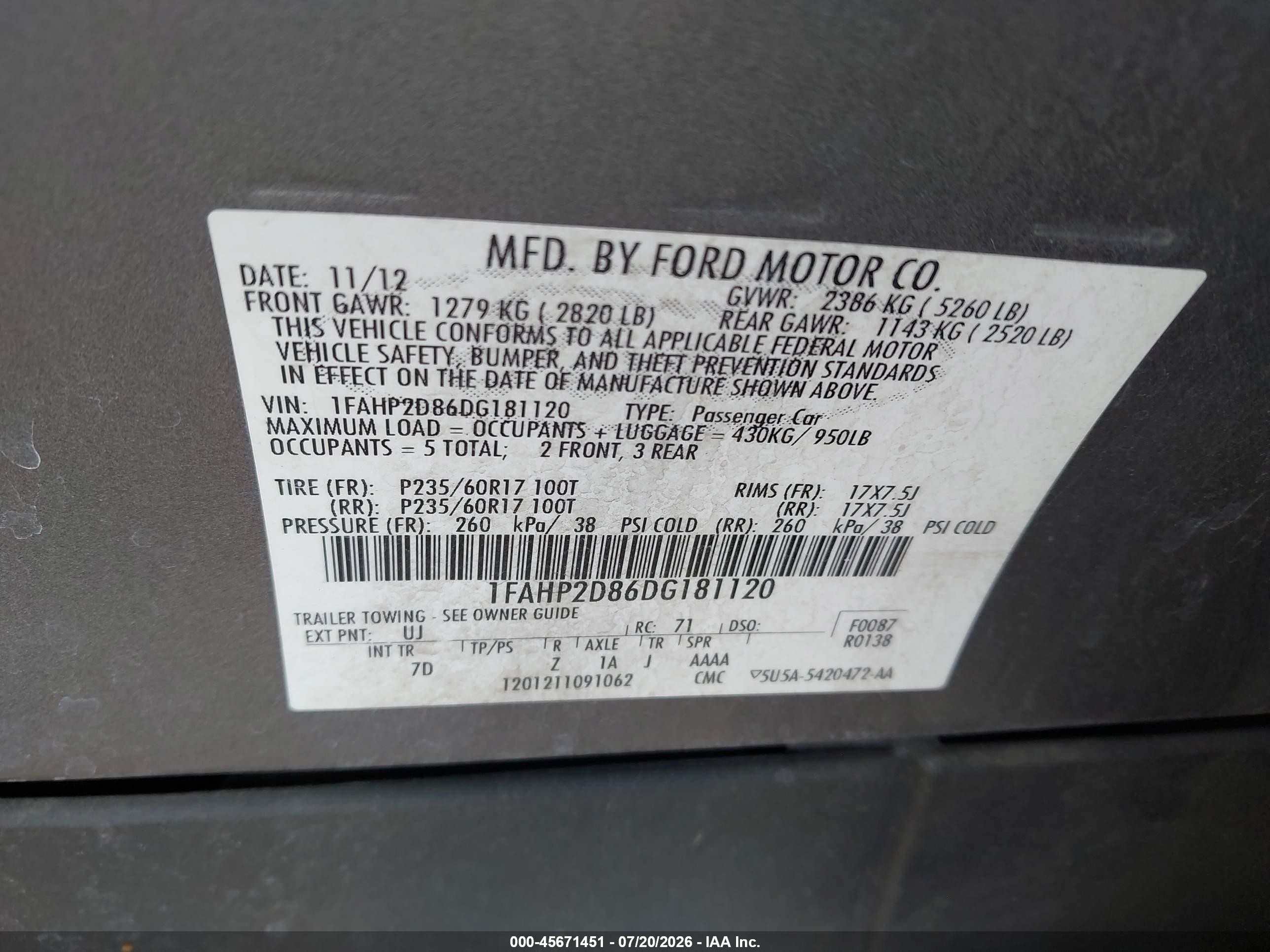 2013 Ford Taurus Se Серый vin: 1FAHP2D86DG181120