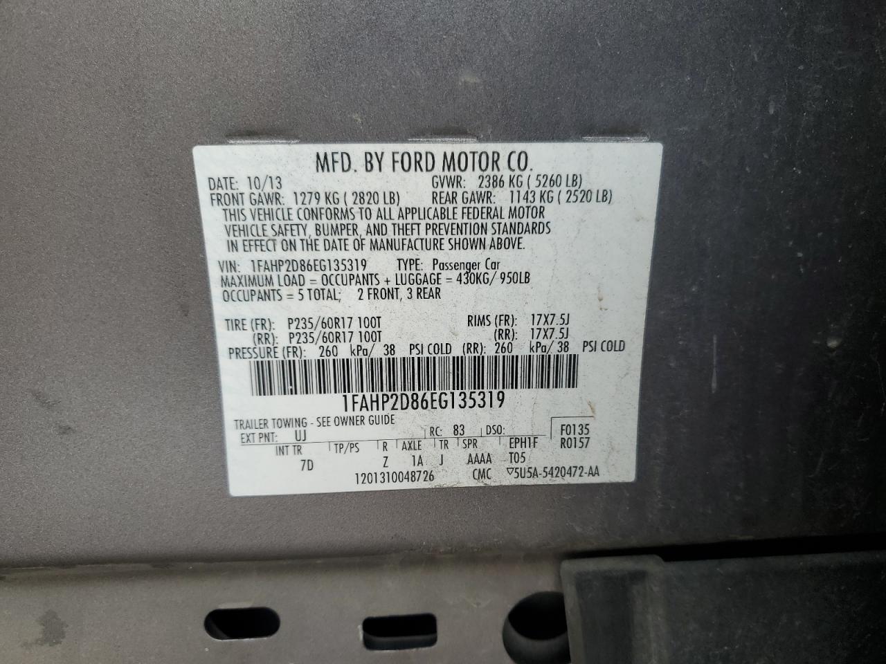 2014 Ford Taurus Se Gray vin: 1FAHP2D86EG135319