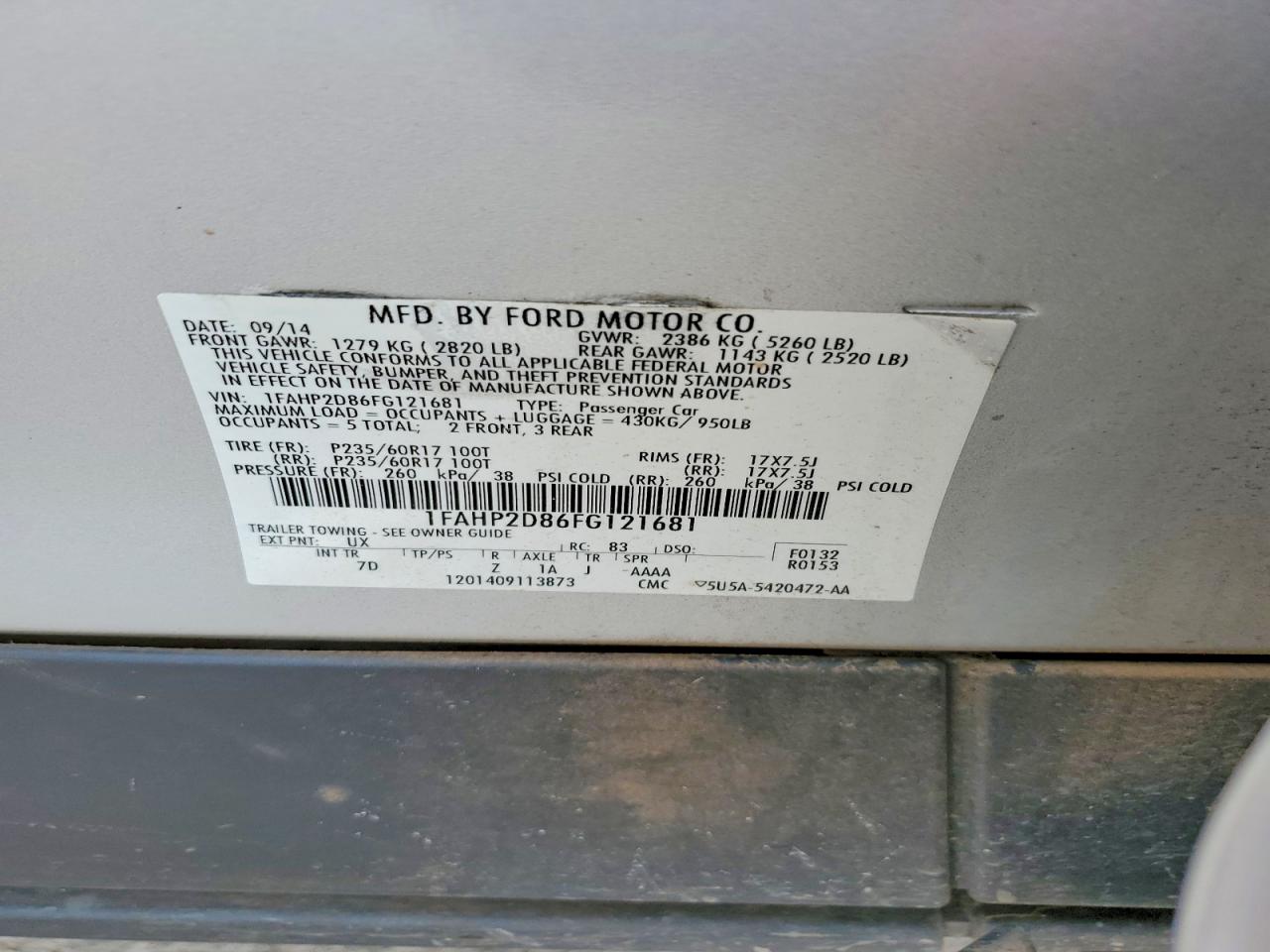 2015 Ford Taurus Se Silver vin: 1FAHP2D86FG121681
