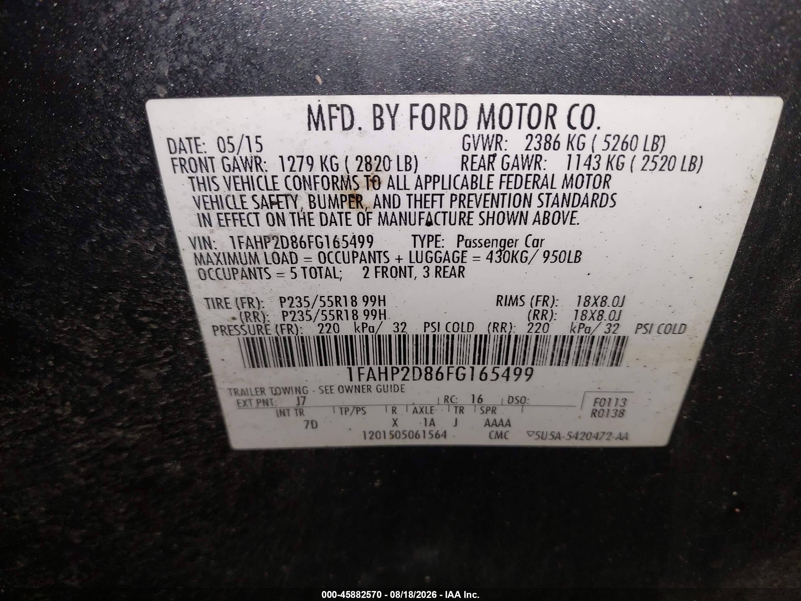 2015 Ford Taurus Se Серый vin: 1FAHP2D86FG165499