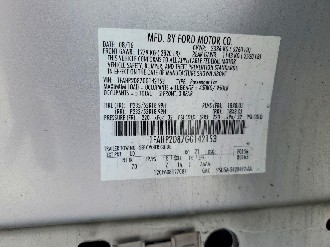 2016 Ford Taurus Se Silver vin: 1FAHP2D87GG142153