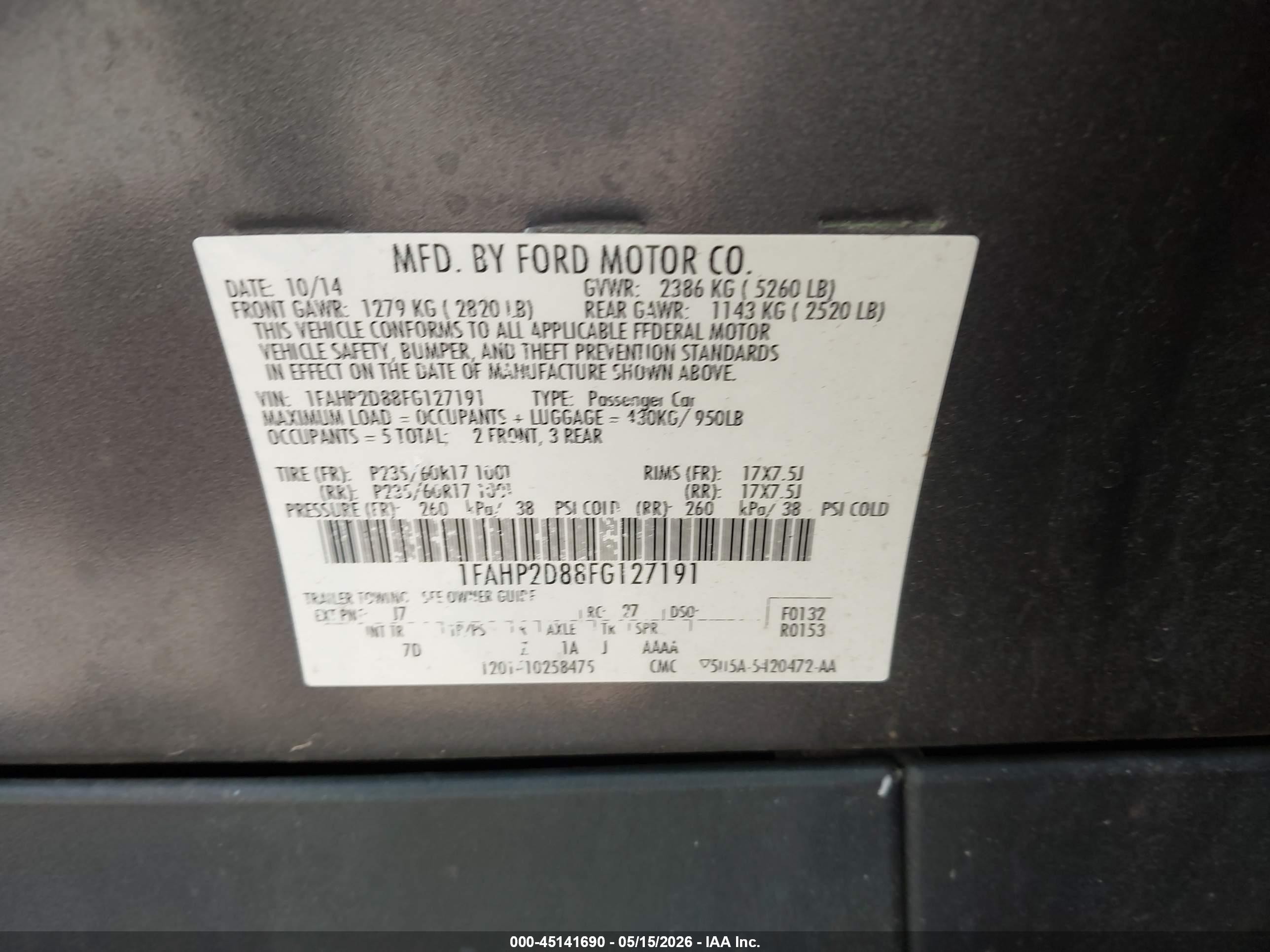 2015 Ford Taurus Se Серый vin: 1FAHP2D88FG127191