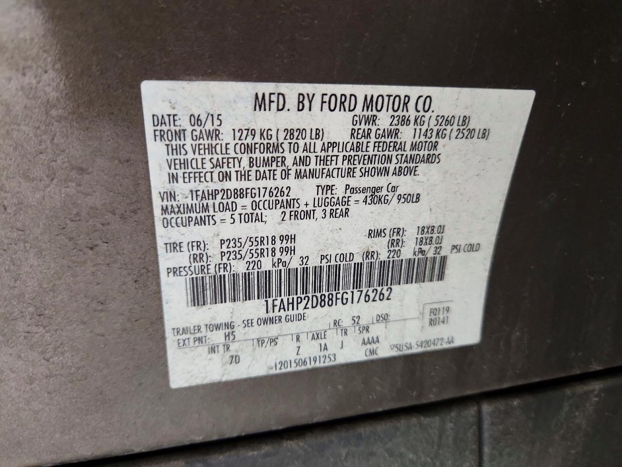 2015 Ford Taurus Se Beige vin: 1FAHP2D88FG176262