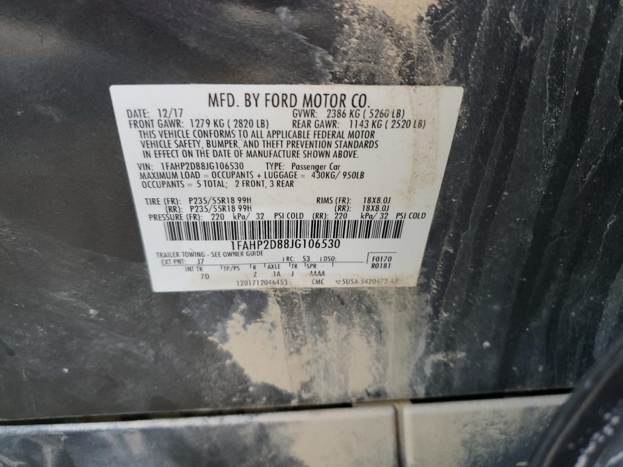 2018 Ford Taurus Se Серый vin: 1FAHP2D88JG106530