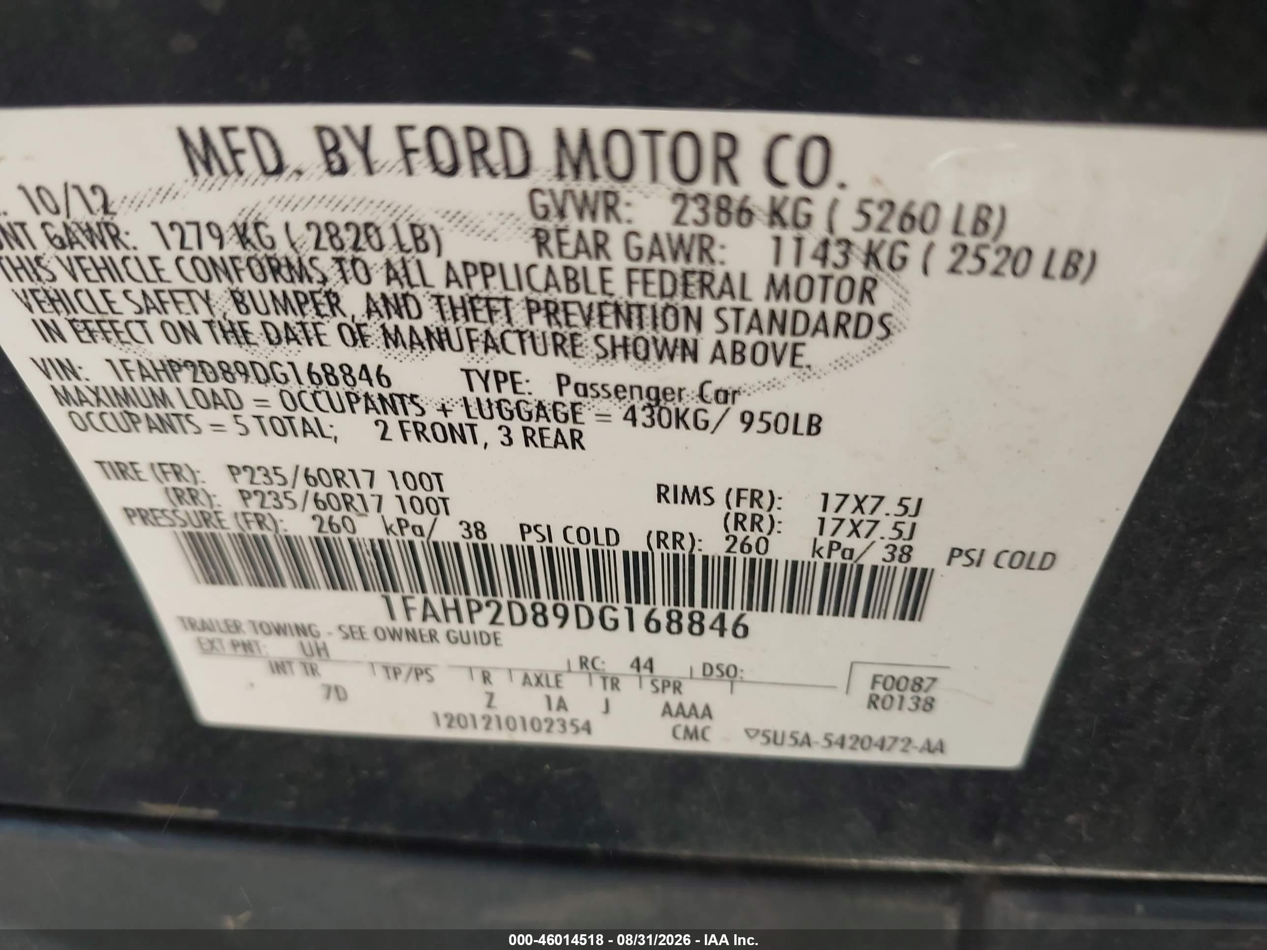 2013 Ford Taurus Se Black vin: 1FAHP2D89DG168846