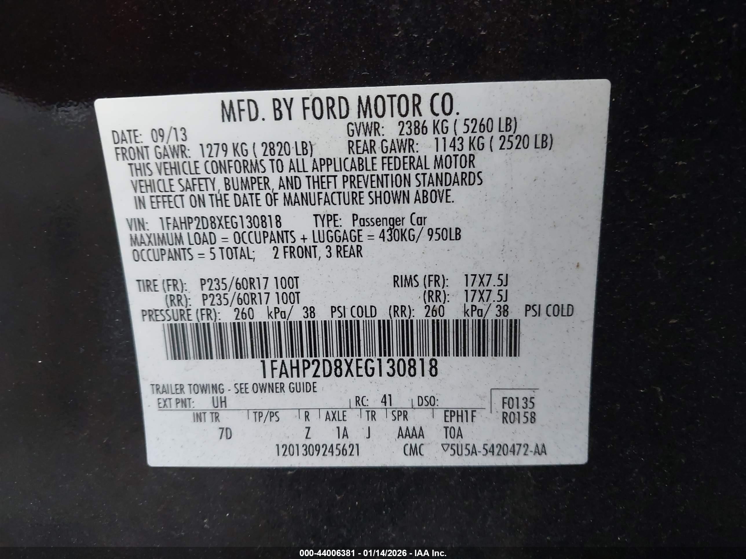 2014 Ford Taurus Se Черный vin: 1FAHP2D8XEG130818
