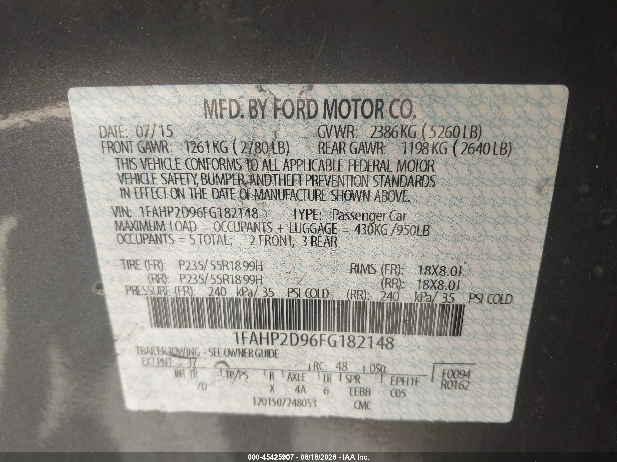 2015 Ford Taurus Se Gray vin: 1FAHP2D96FG182148