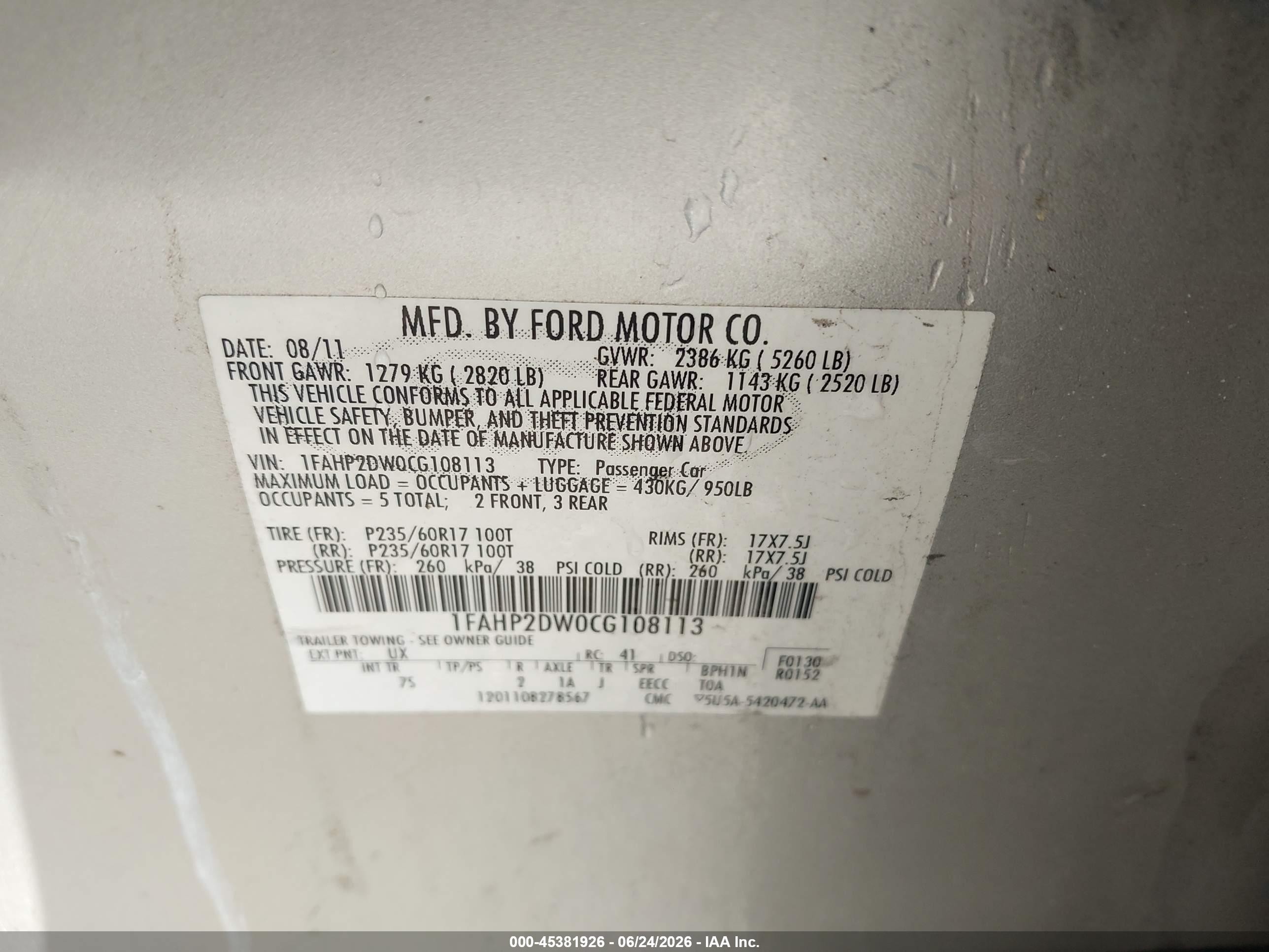 2012 Ford Taurus Se Silver vin: 1FAHP2DW0CG108113