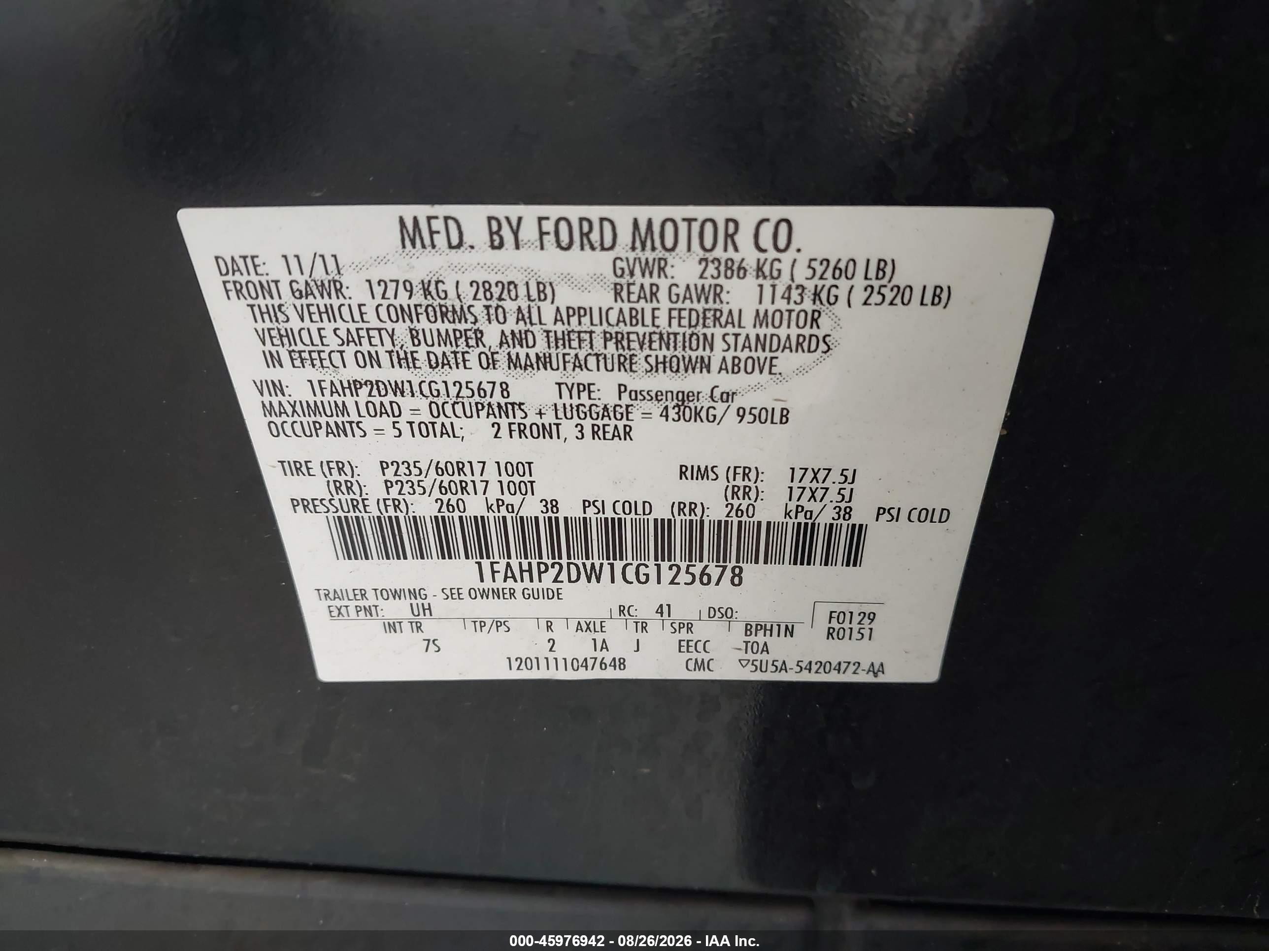 2012 Ford Taurus Se Black vin: 1FAHP2DW1CG125678