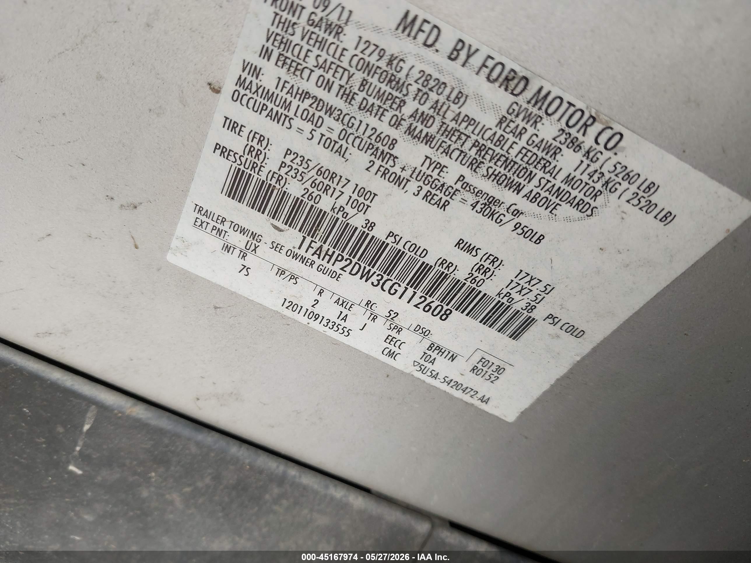 2012 Ford Taurus Se Silver vin: 1FAHP2DW3CG112608