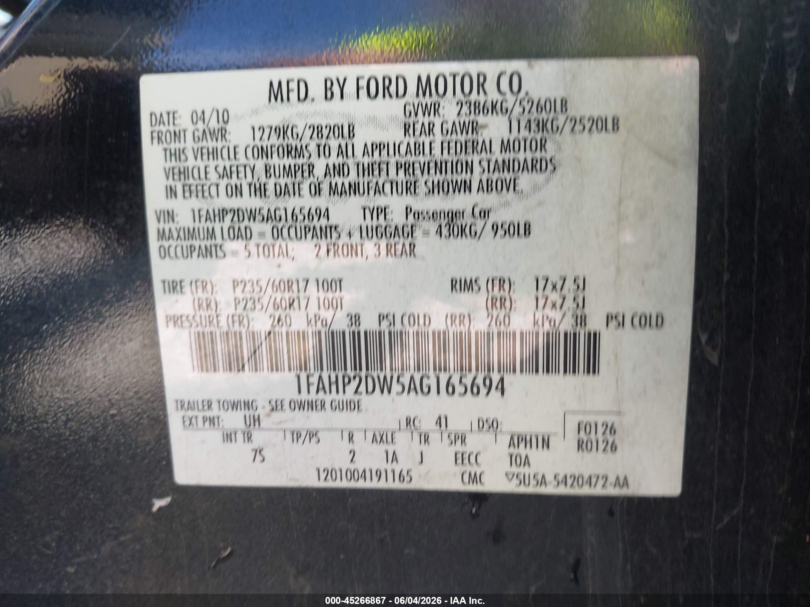 2010 Ford Taurus Se Black vin: 1FAHP2DW5AG165694