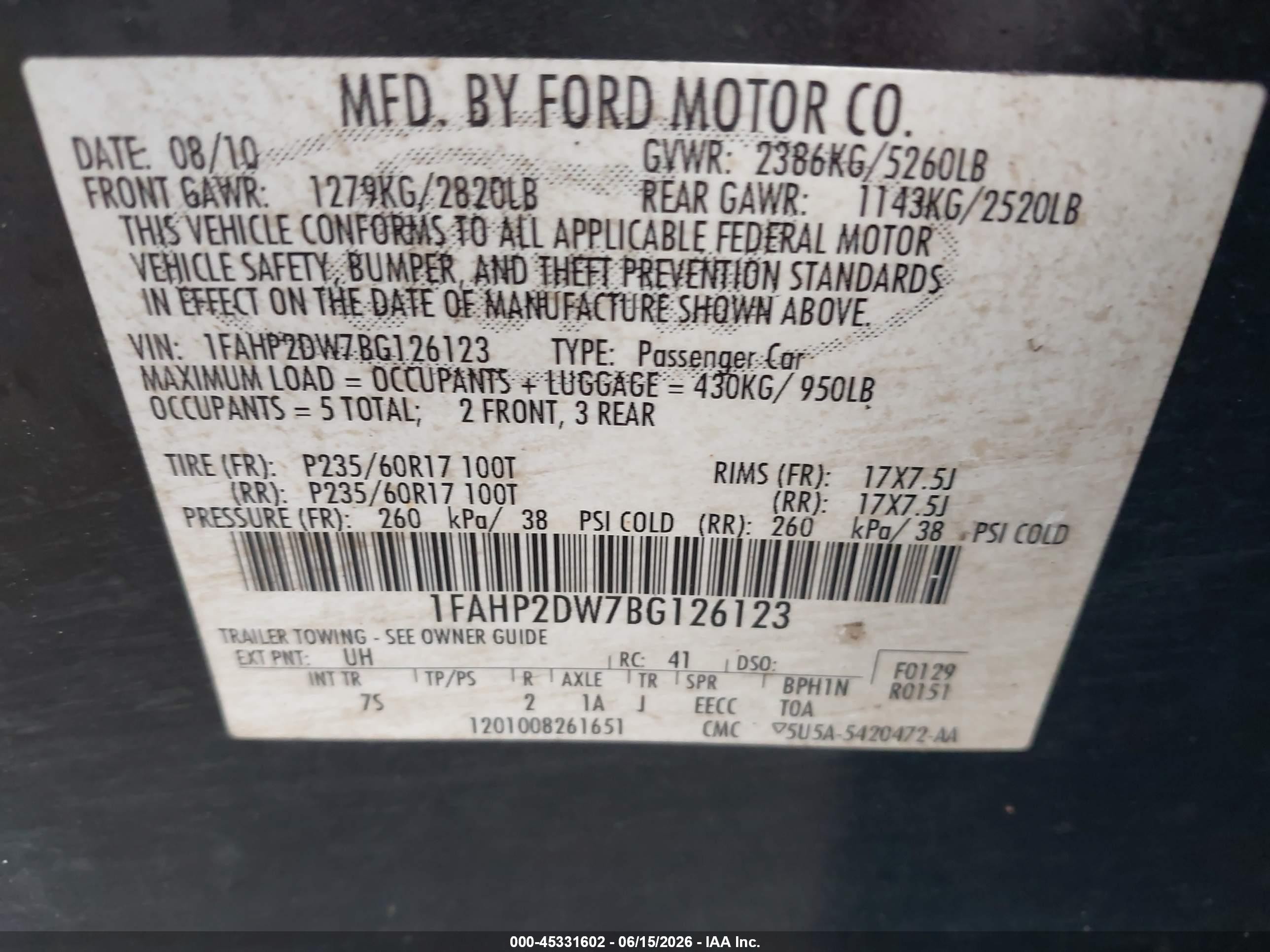 2011 Ford Taurus Se Black vin: 1FAHP2DW7BG126123