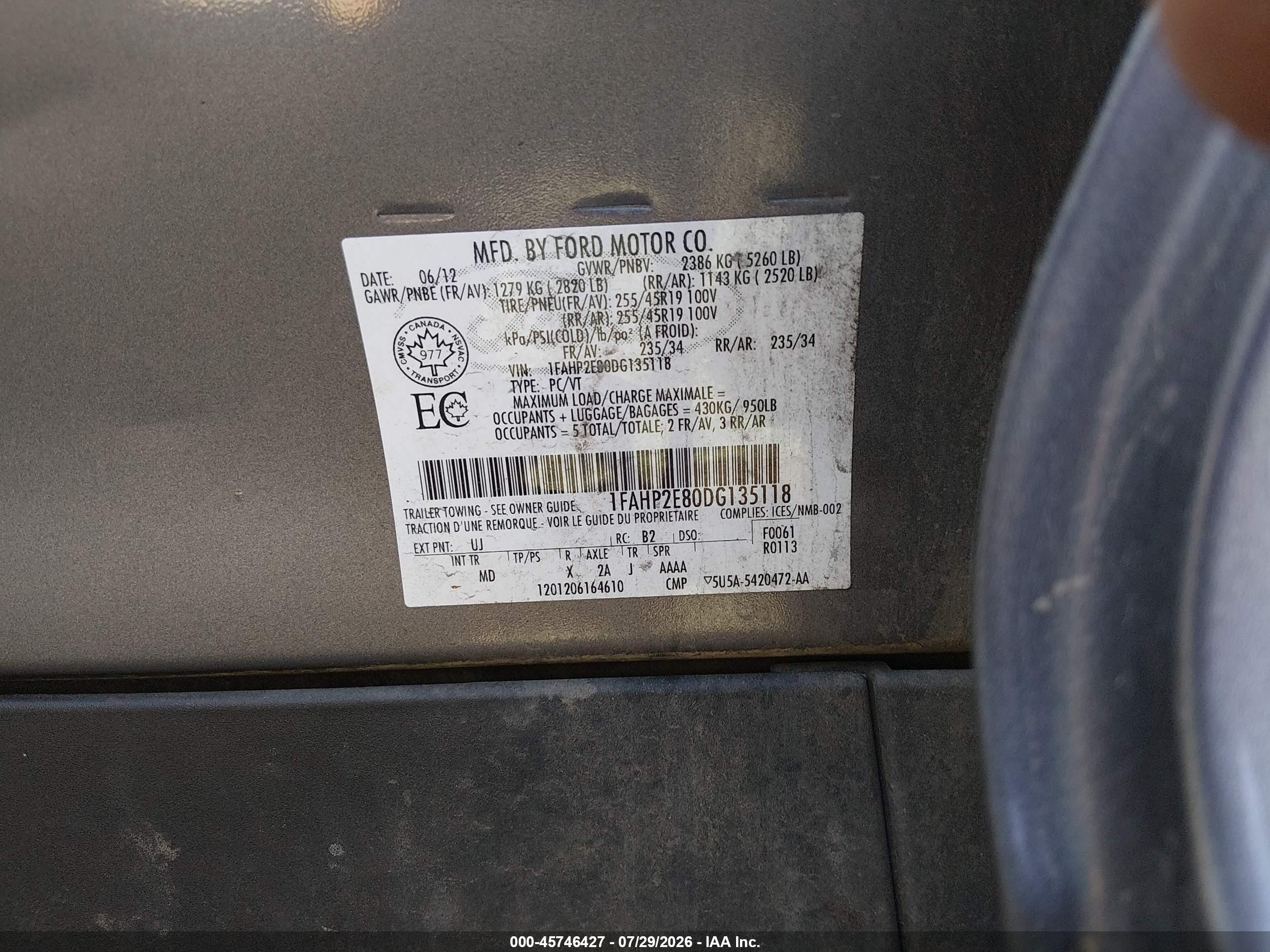 2013 Ford Taurus Sel Gray vin: 1FAHP2E80DG135118