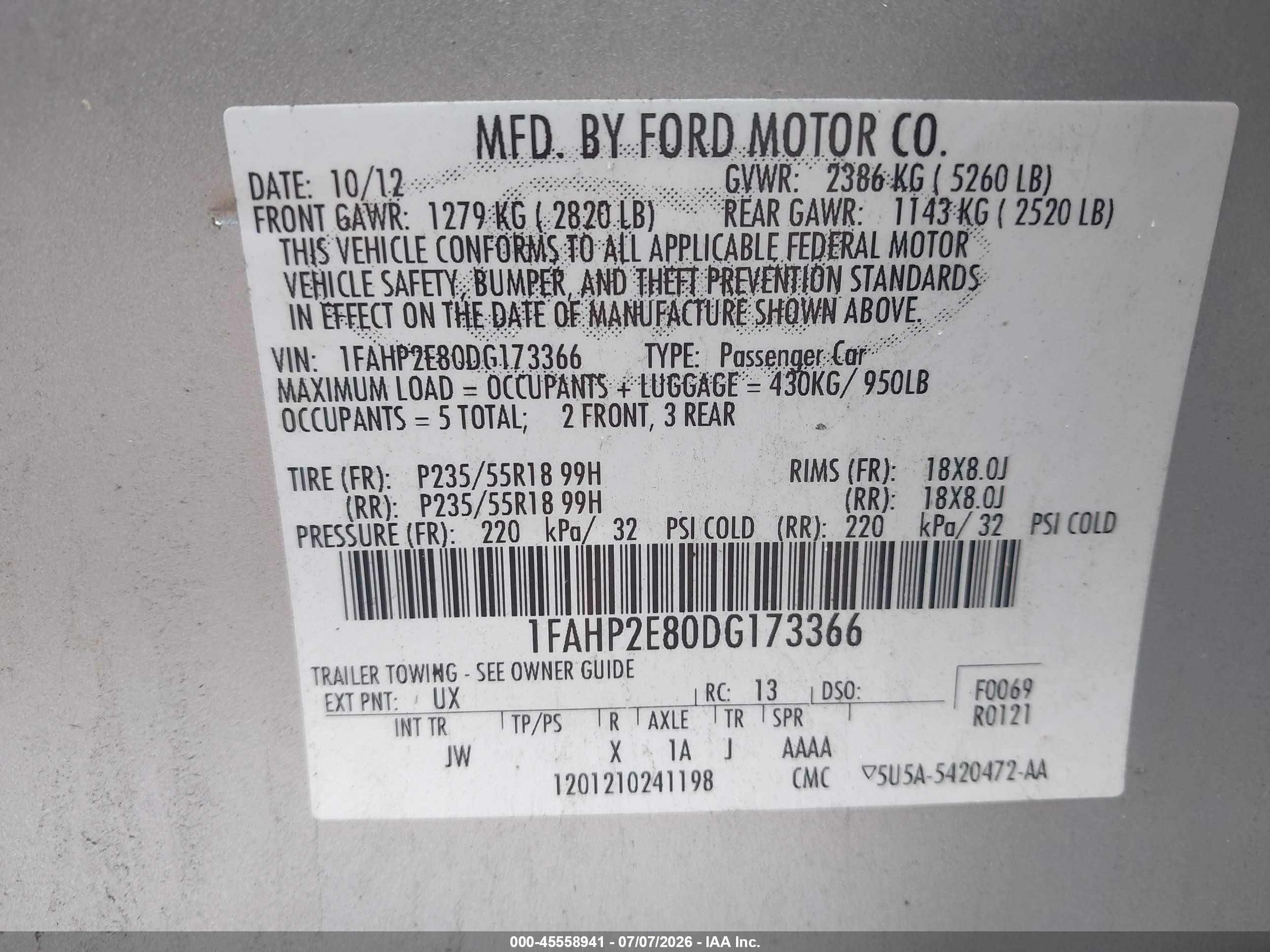 2013 Ford Taurus Sel Silver vin: 1FAHP2E80DG173366