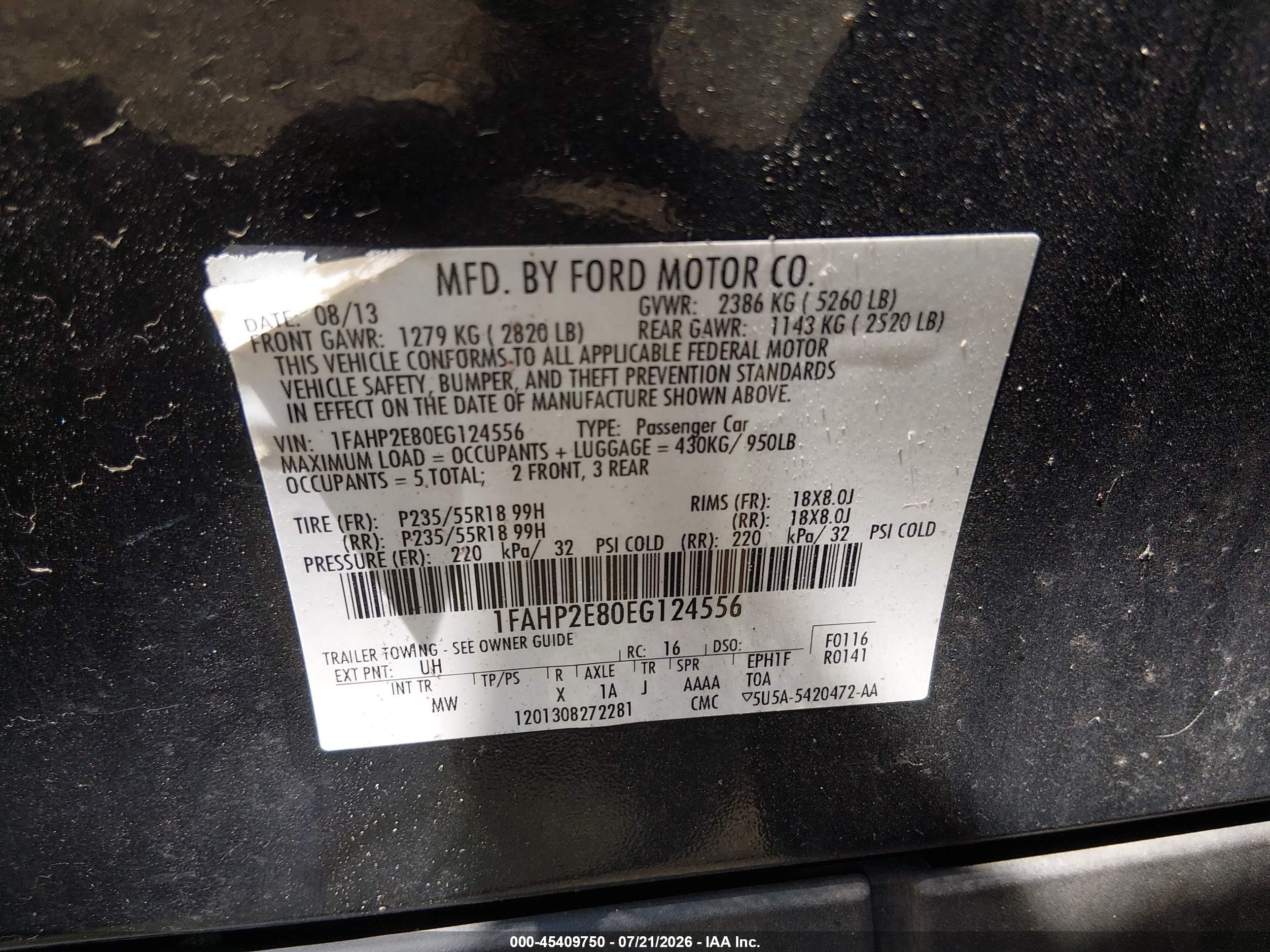 2014 Ford Taurus Sel Black vin: 1FAHP2E80EG124556