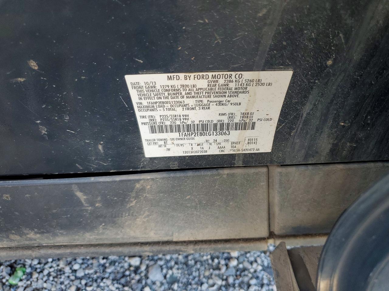 2014 Ford Taurus Sel Black vin: 1FAHP2E80EG133063