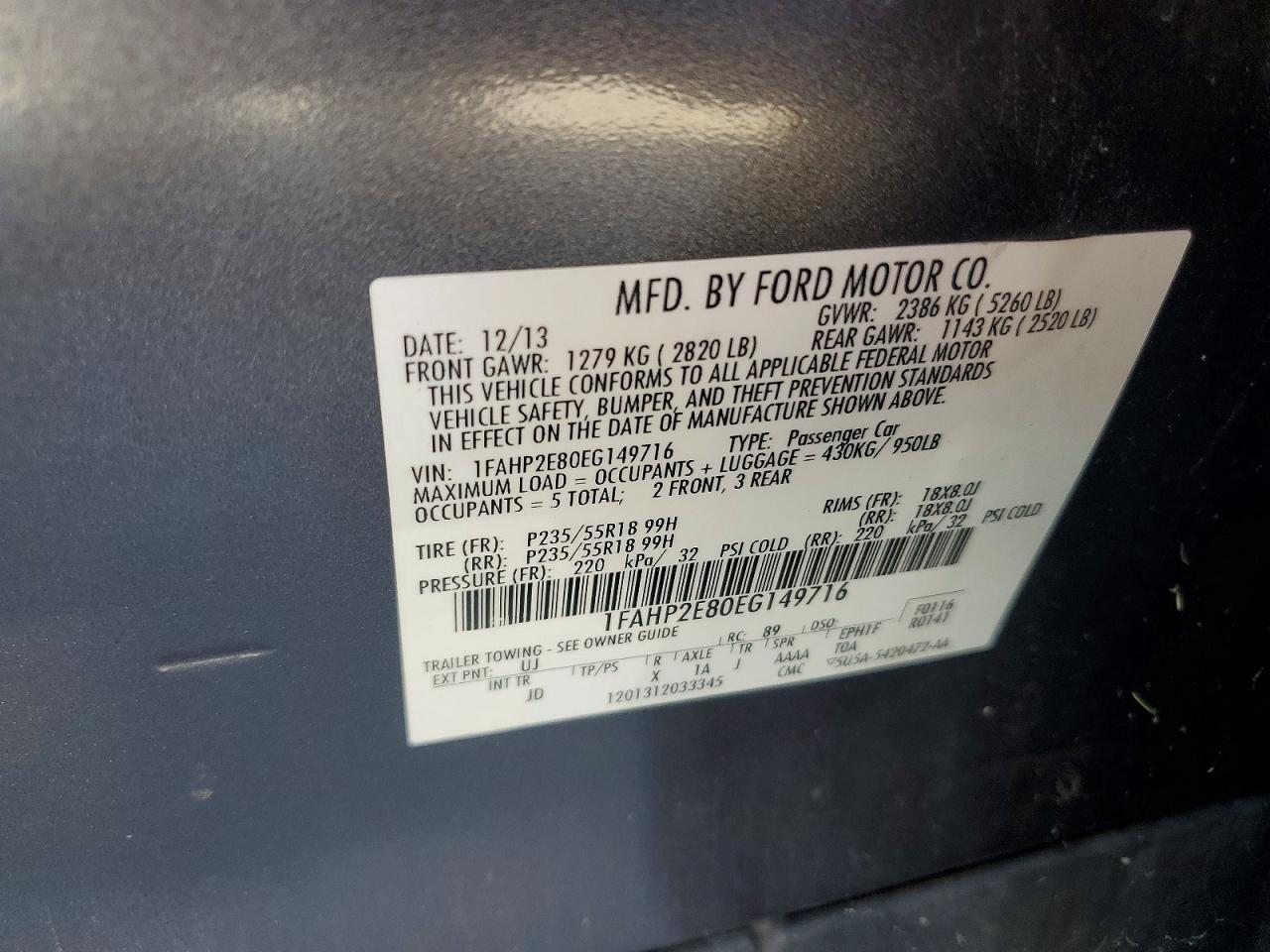 2014 Ford Taurus Sel Silver vin: 1FAHP2E80EG149716