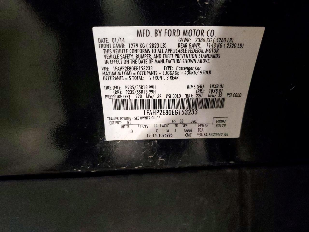 2014 Ford Taurus Sel Blue vin: 1FAHP2E80EG153233