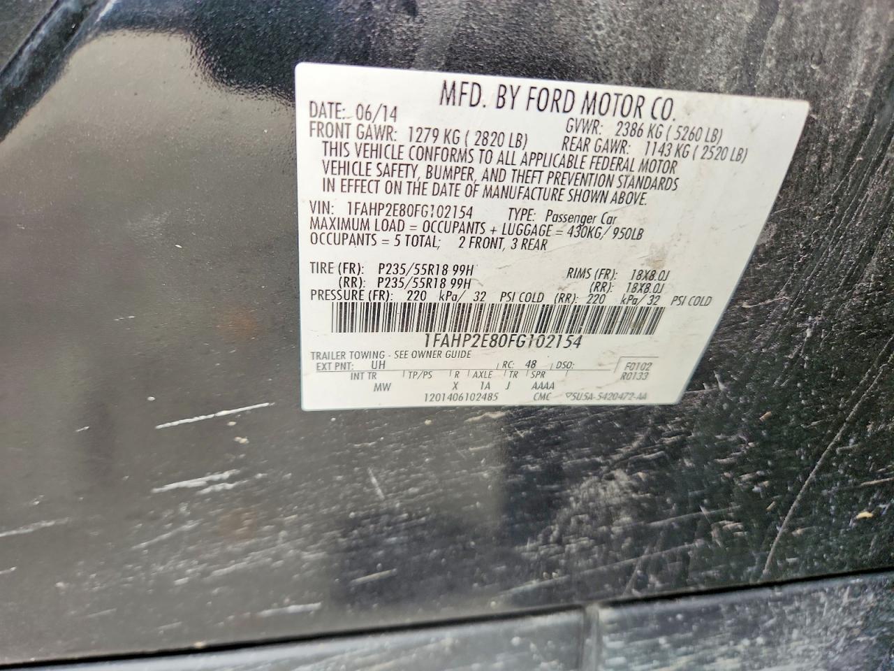 2015 Ford Taurus Sel Black vin: 1FAHP2E80FG102154
